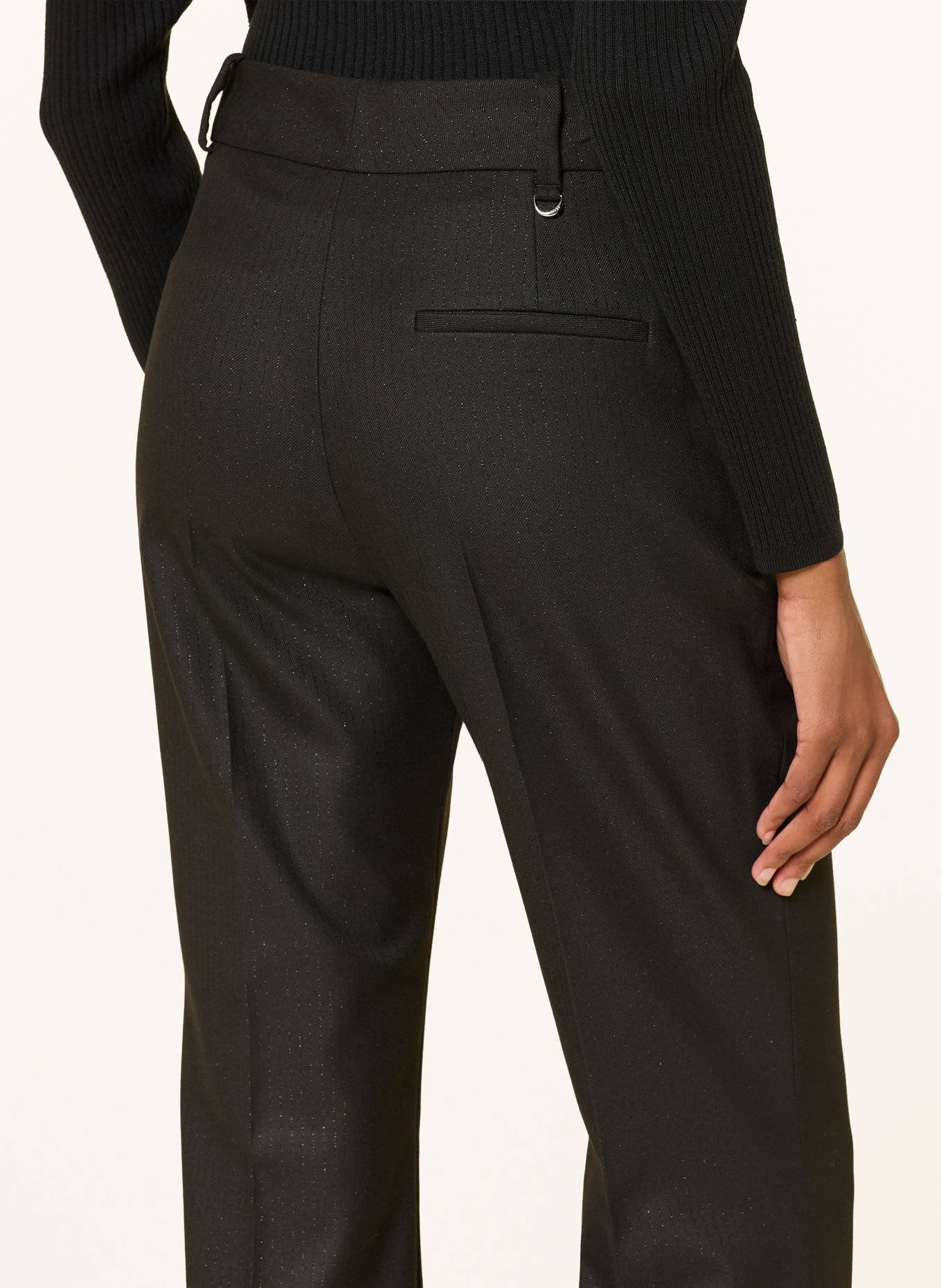 HUGO HISO Trousers with Glitter Yarn: BLACK