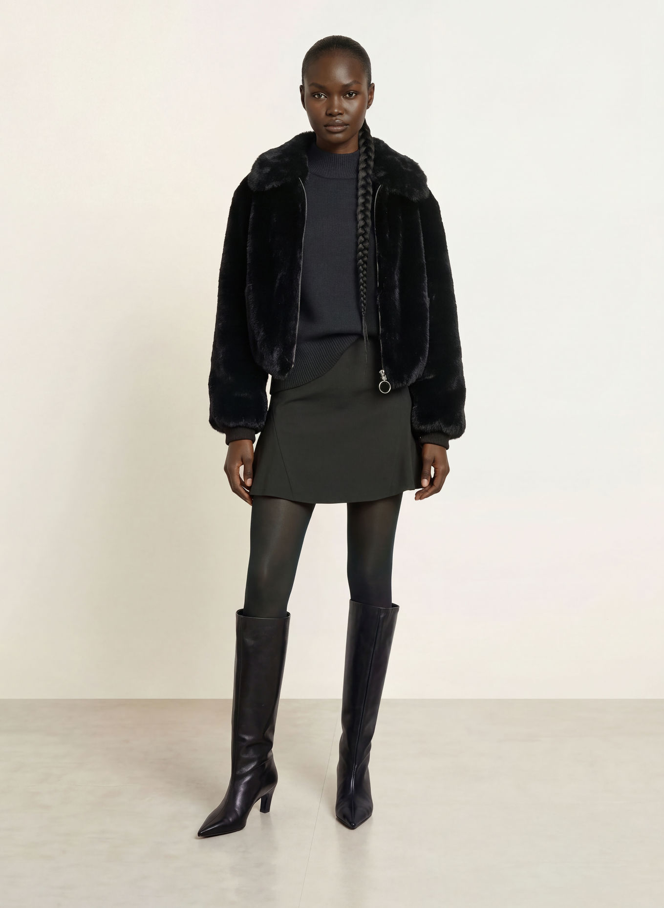 HUGO FABI Faux Fur Jacket: BLACK