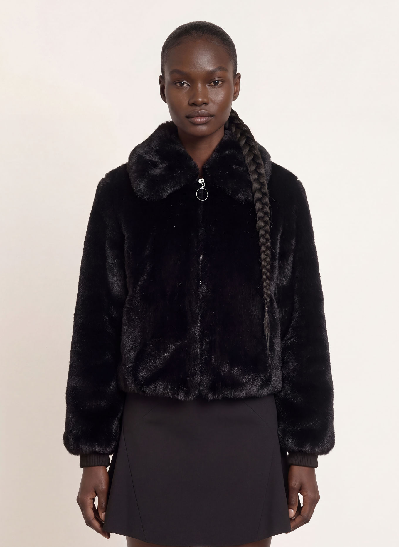 HUGO FABI Faux Fur Jacket: BLACK
