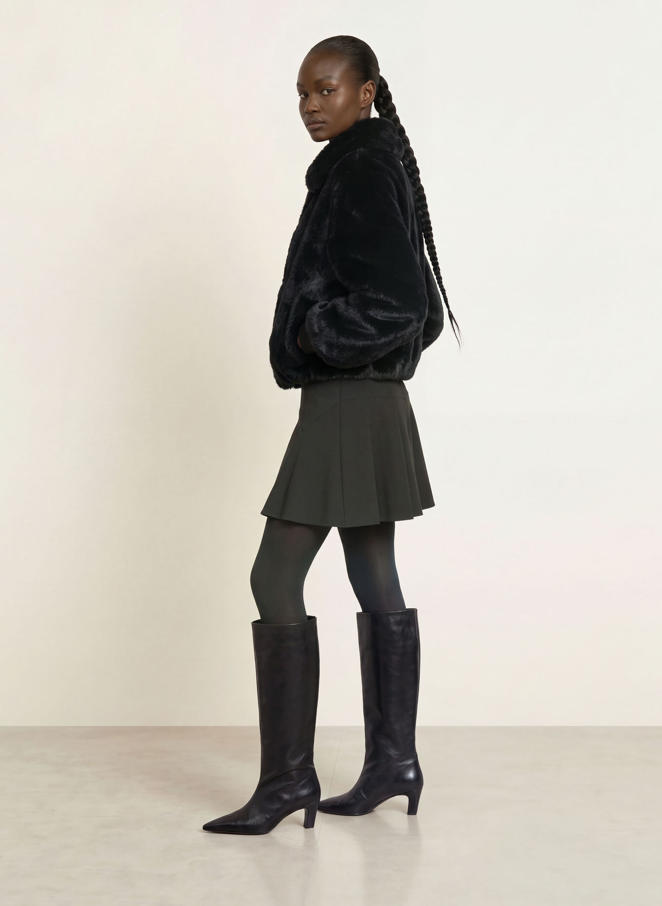 HUGO FABI Faux Fur Jacket: BLACK