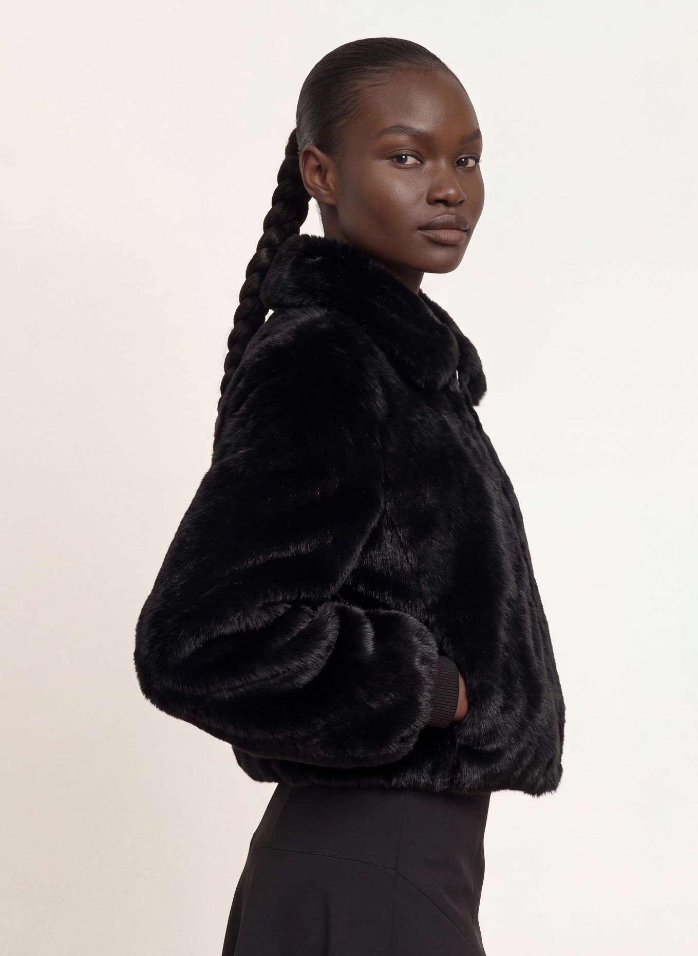 HUGO FABI Faux Fur Jacket: BLACK