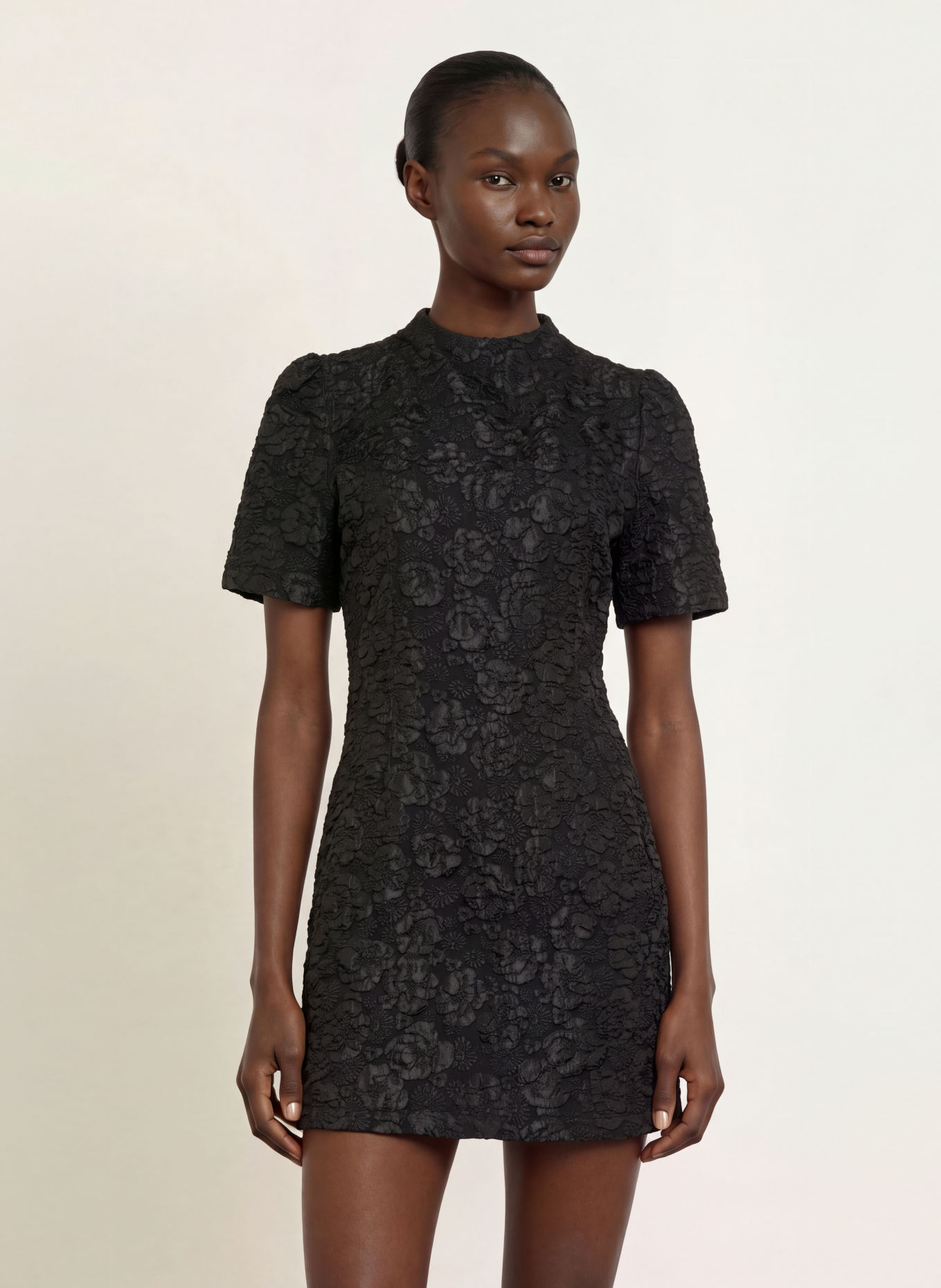 HUGO Robe en brocart KIANE: NOIR