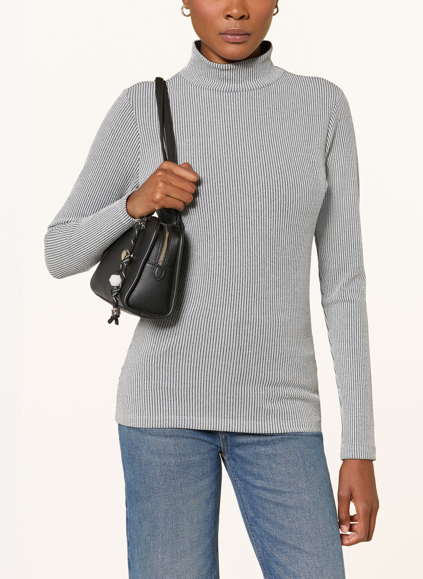 HUGO DRISILA long-sleeve shirt with glitter yarn: GRAY / BLACK
