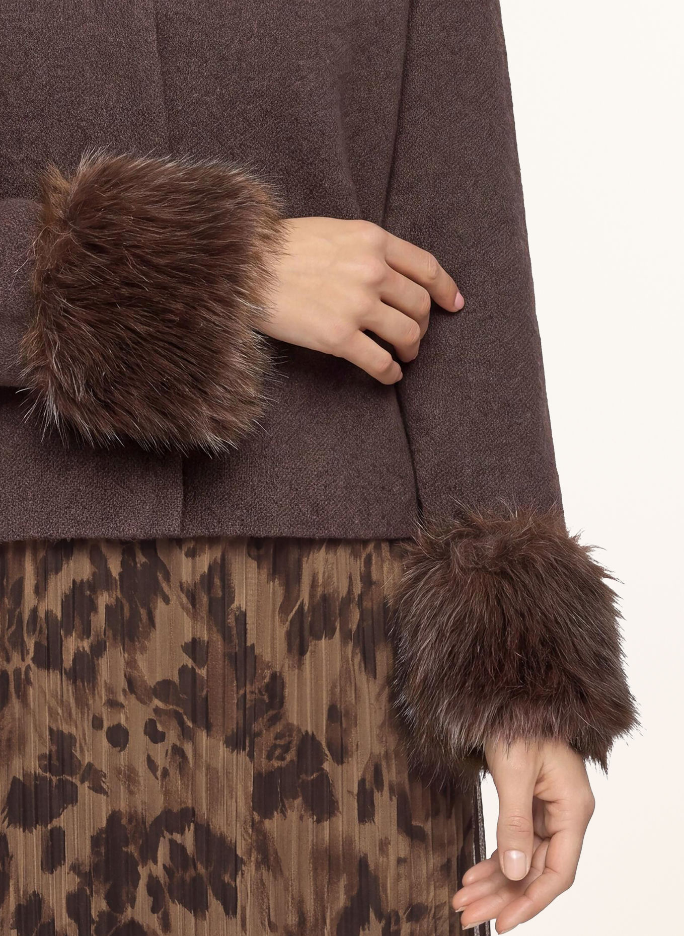 Betty Barclay Vest met imitatiebont: MARRON FONCÉ