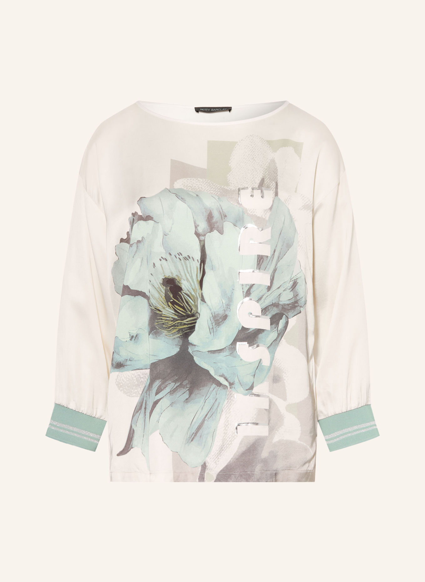 Betty Barclay Shirt blouse with 3/4 sleeves and glitter thread: BEIGE / LIGHT GREEN / LIGHT BLUE
