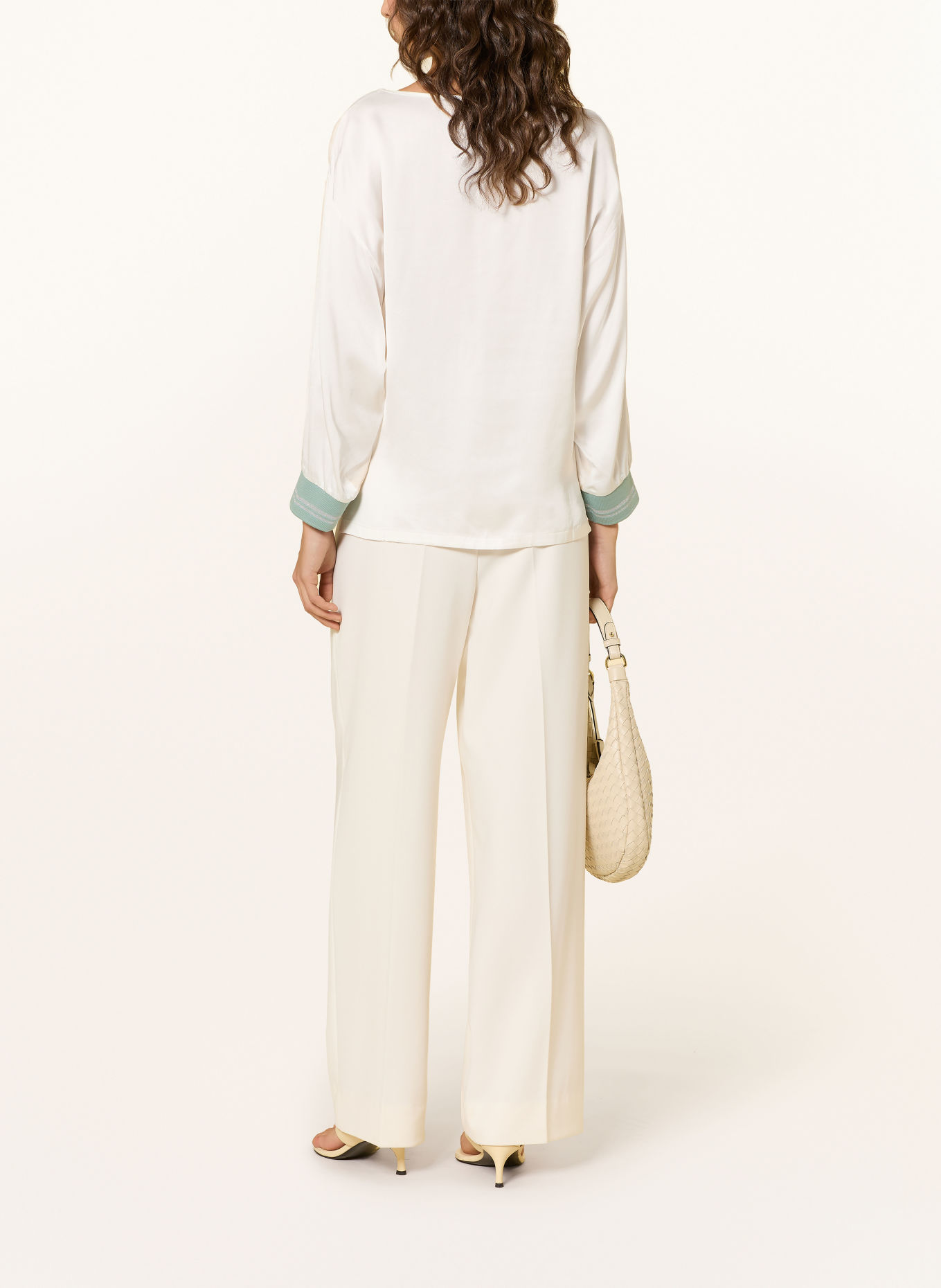 Betty Barclay Shirt blouse with 3/4 sleeves and glitter thread: BEIGE / LIGHT GREEN / LIGHT BLUE