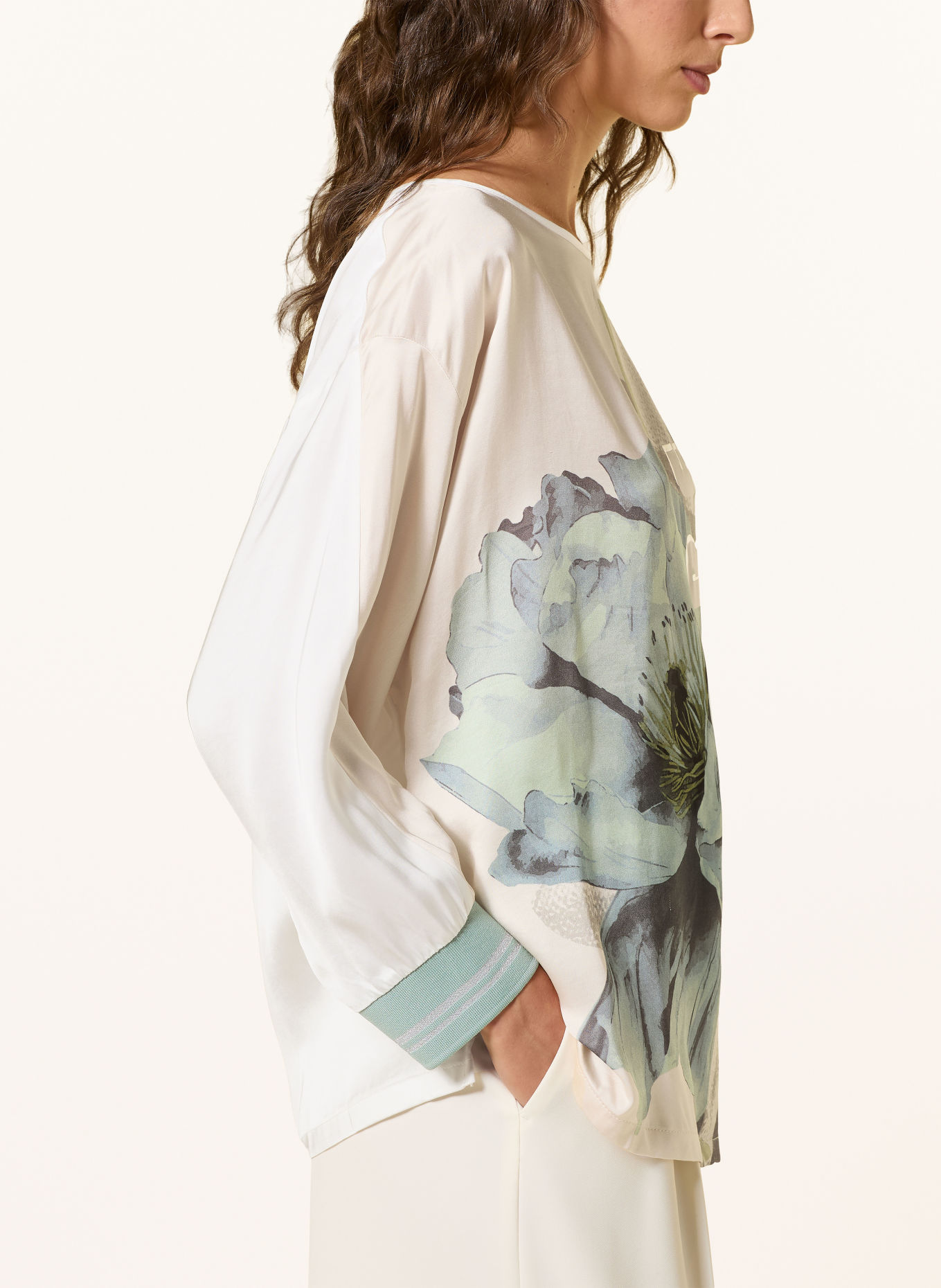 Betty Barclay Shirt blouse with 3/4 sleeves and glitter thread: BEIGE / LIGHT GREEN / LIGHT BLUE