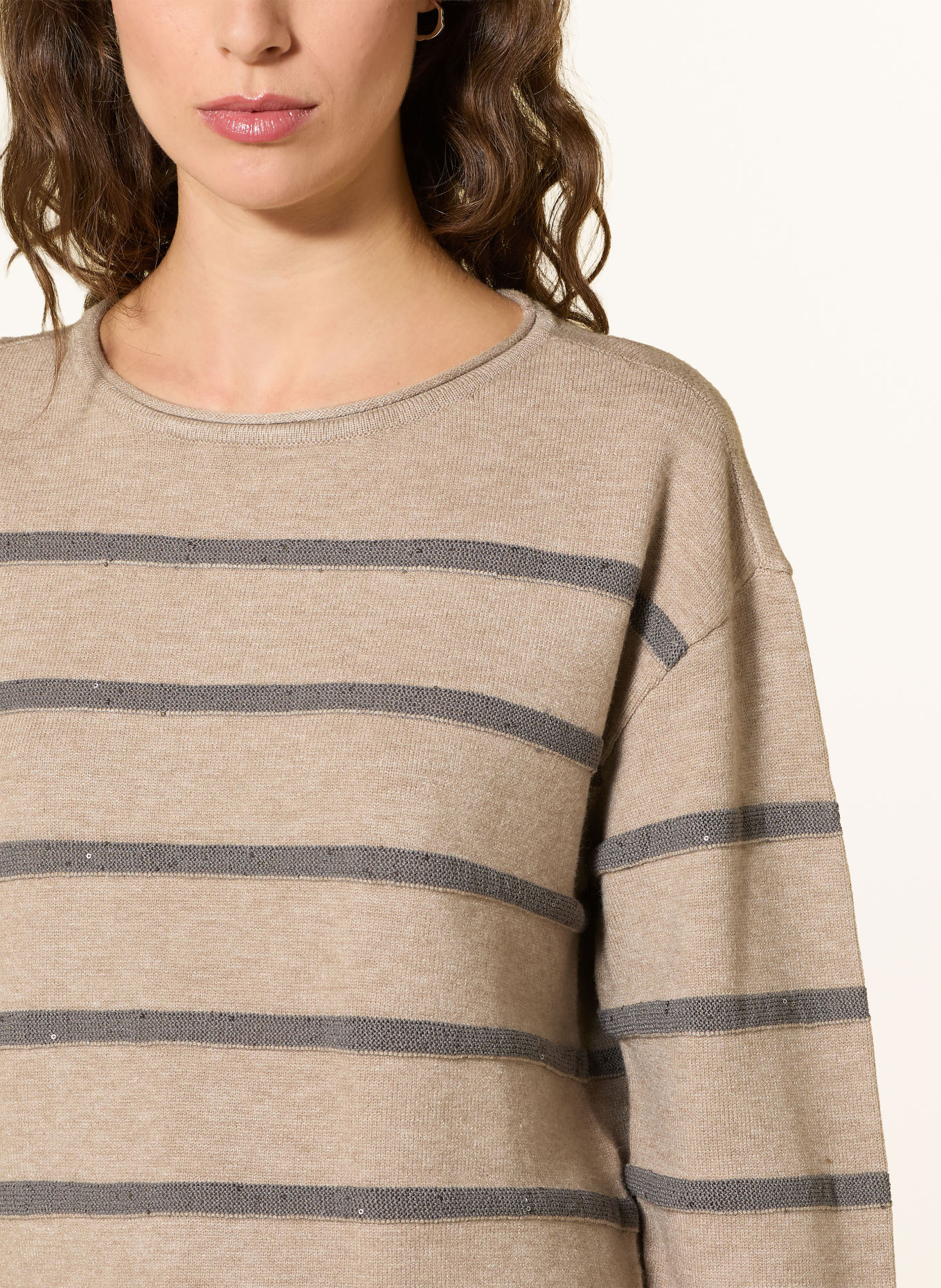 Betty Barclay Sequin Sweater: TAUPE / GRAY