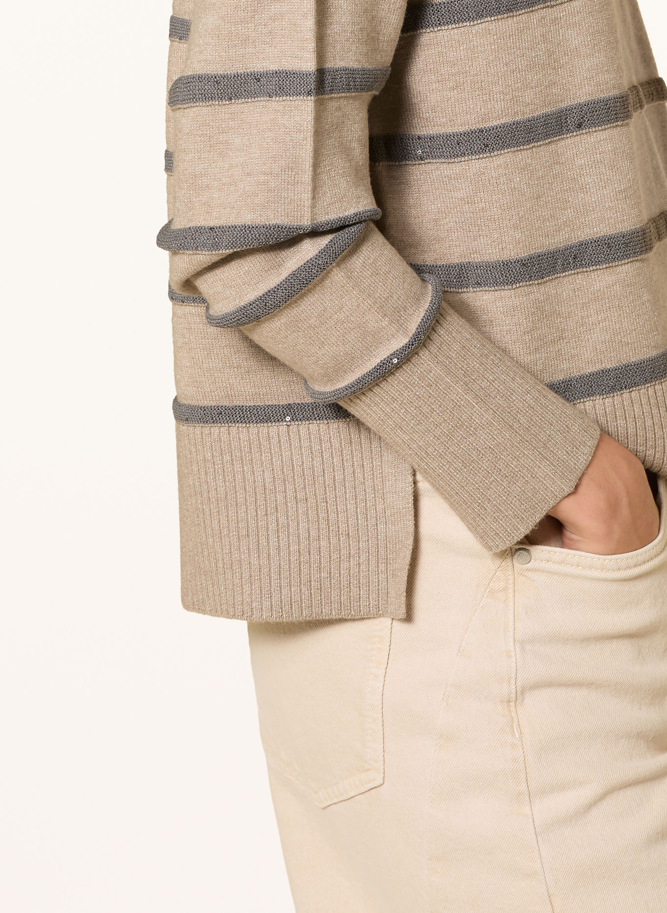 Betty Barclay Sequin Sweater: TAUPE / GRAY