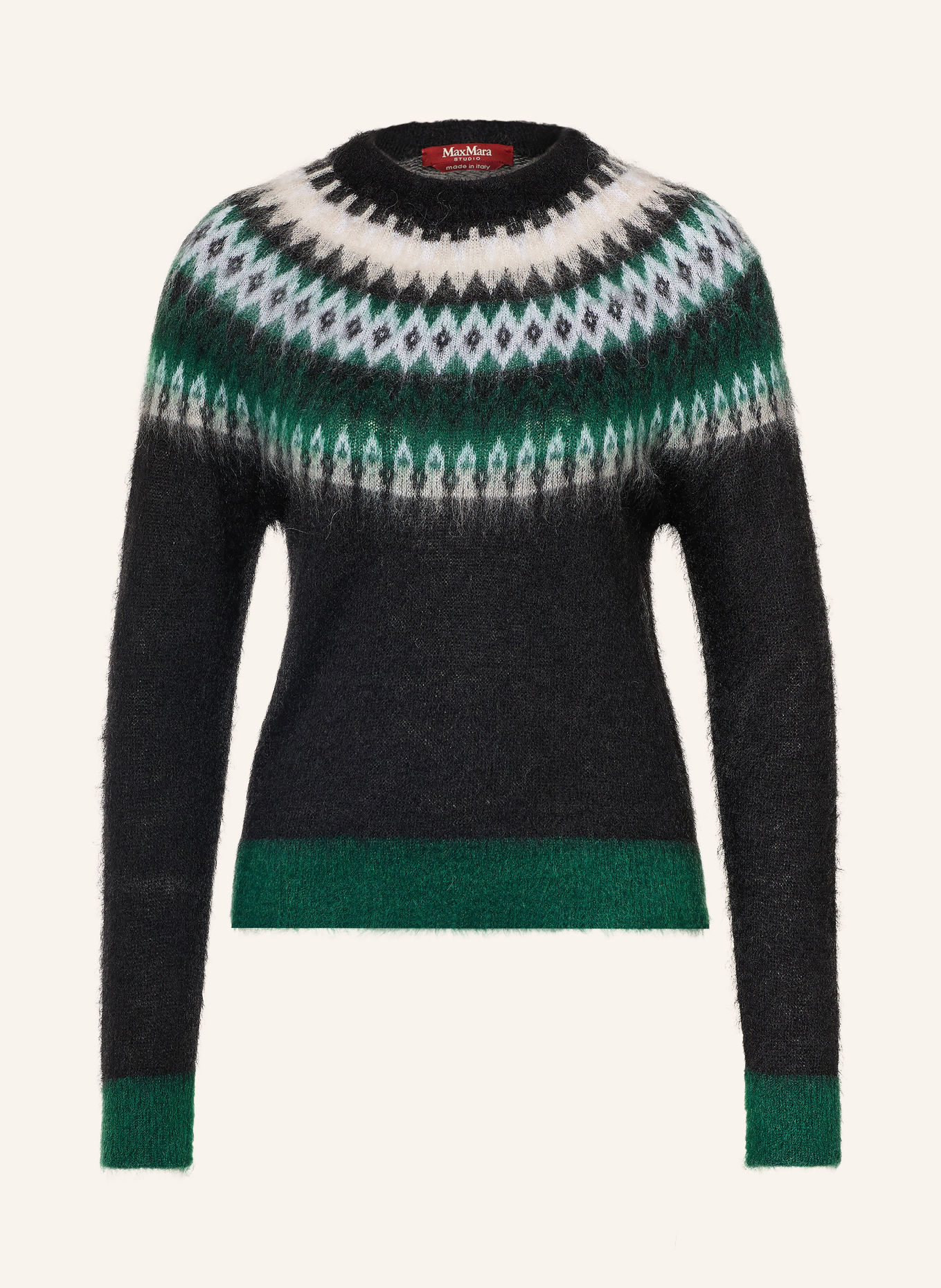 Max Mara STUDIO GLASSA-trui met mohair: ZWART / DONKERGROEN / WIT