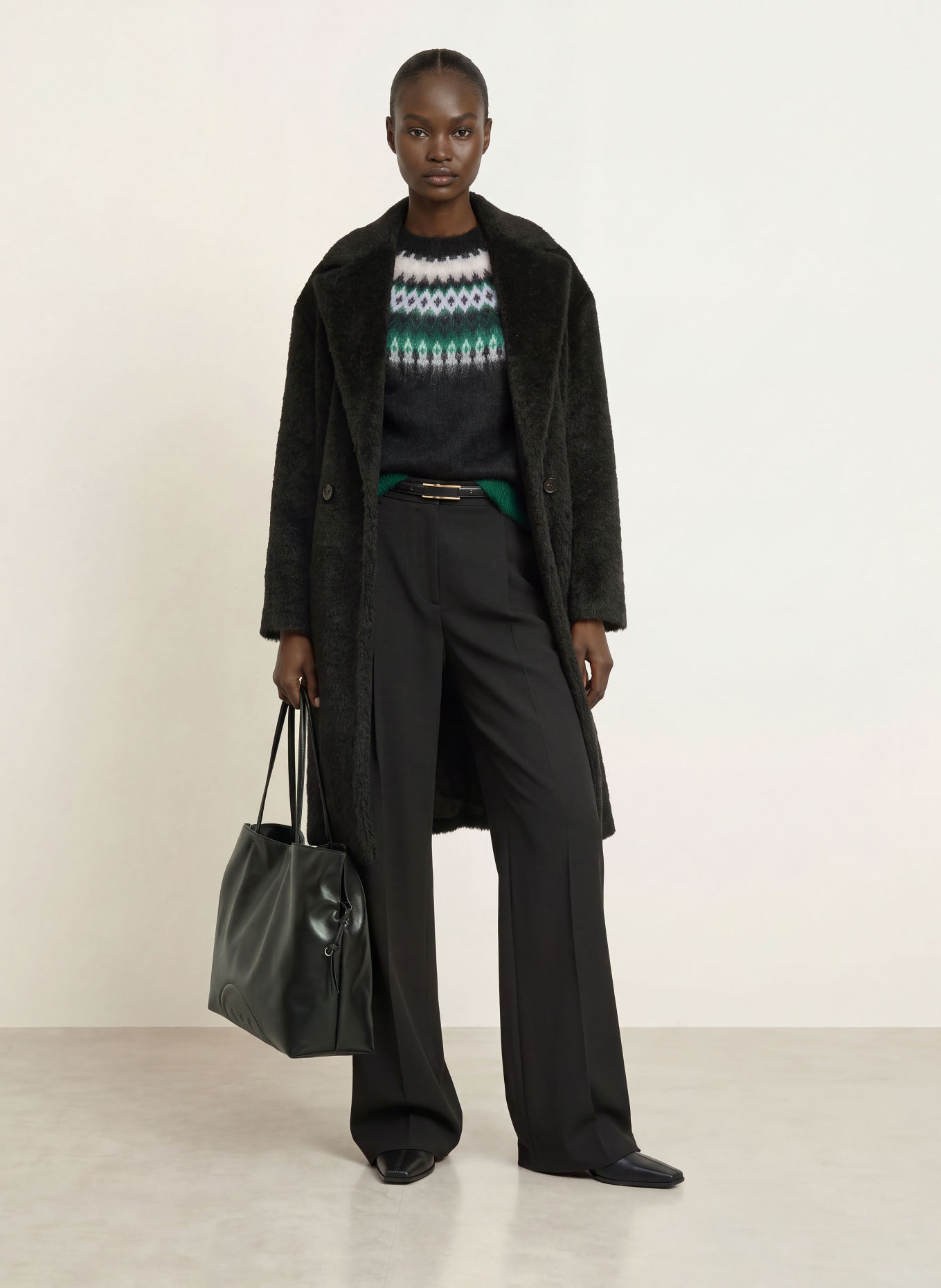 Max Mara STUDIO GLASSA-trui met mohair: ZWART / DONKERGROEN / WIT