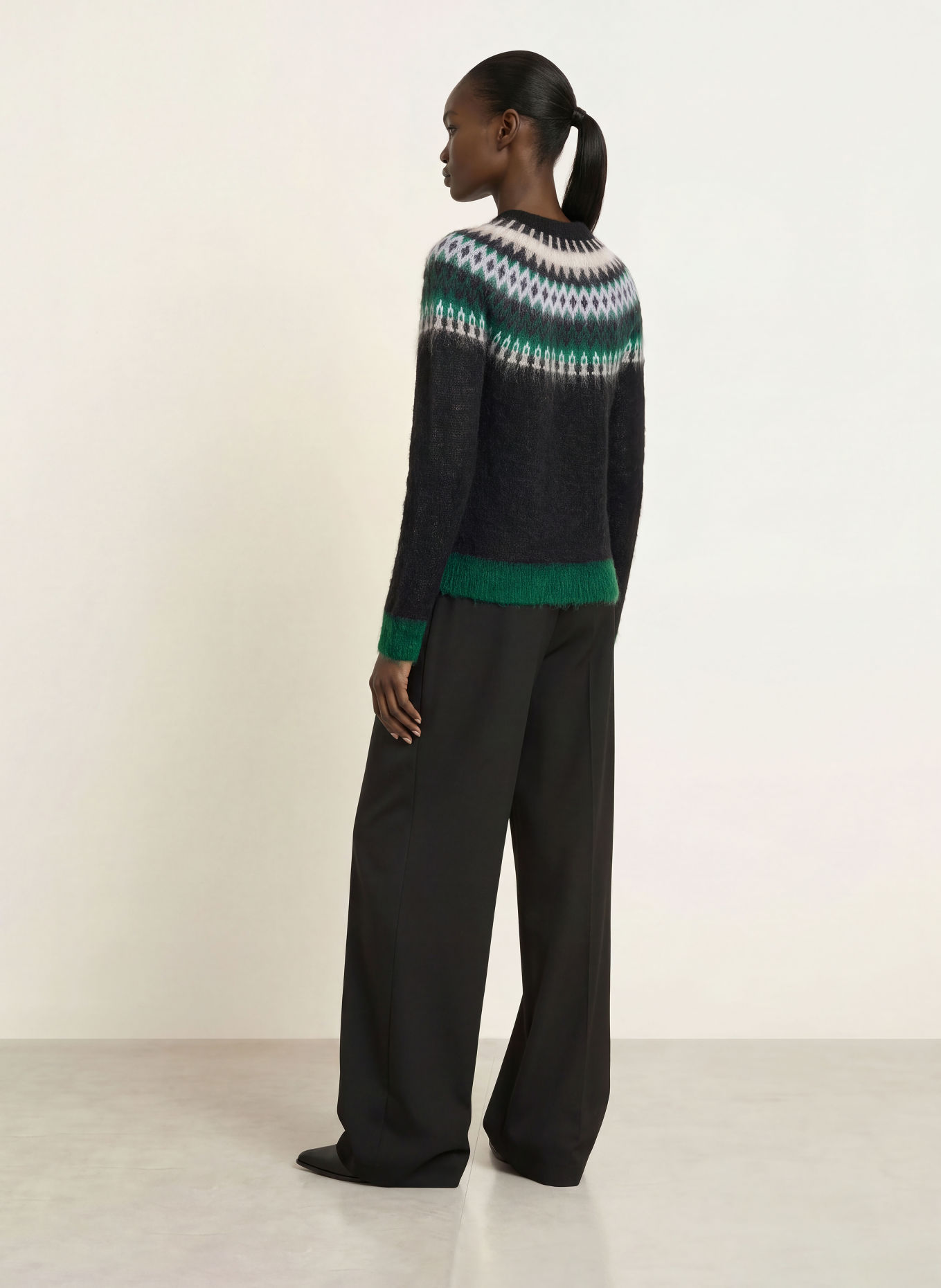 Max Mara STUDIO GLASSA-trui met mohair: ZWART / DONKERGROEN / WIT