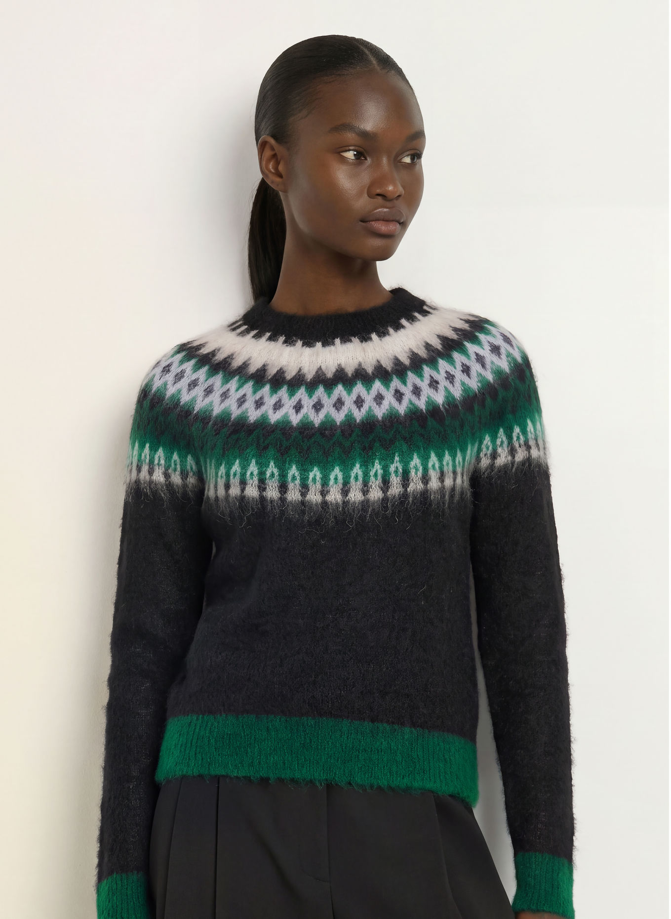 Max Mara STUDIO GLASSA-trui met mohair: ZWART / DONKERGROEN / WIT