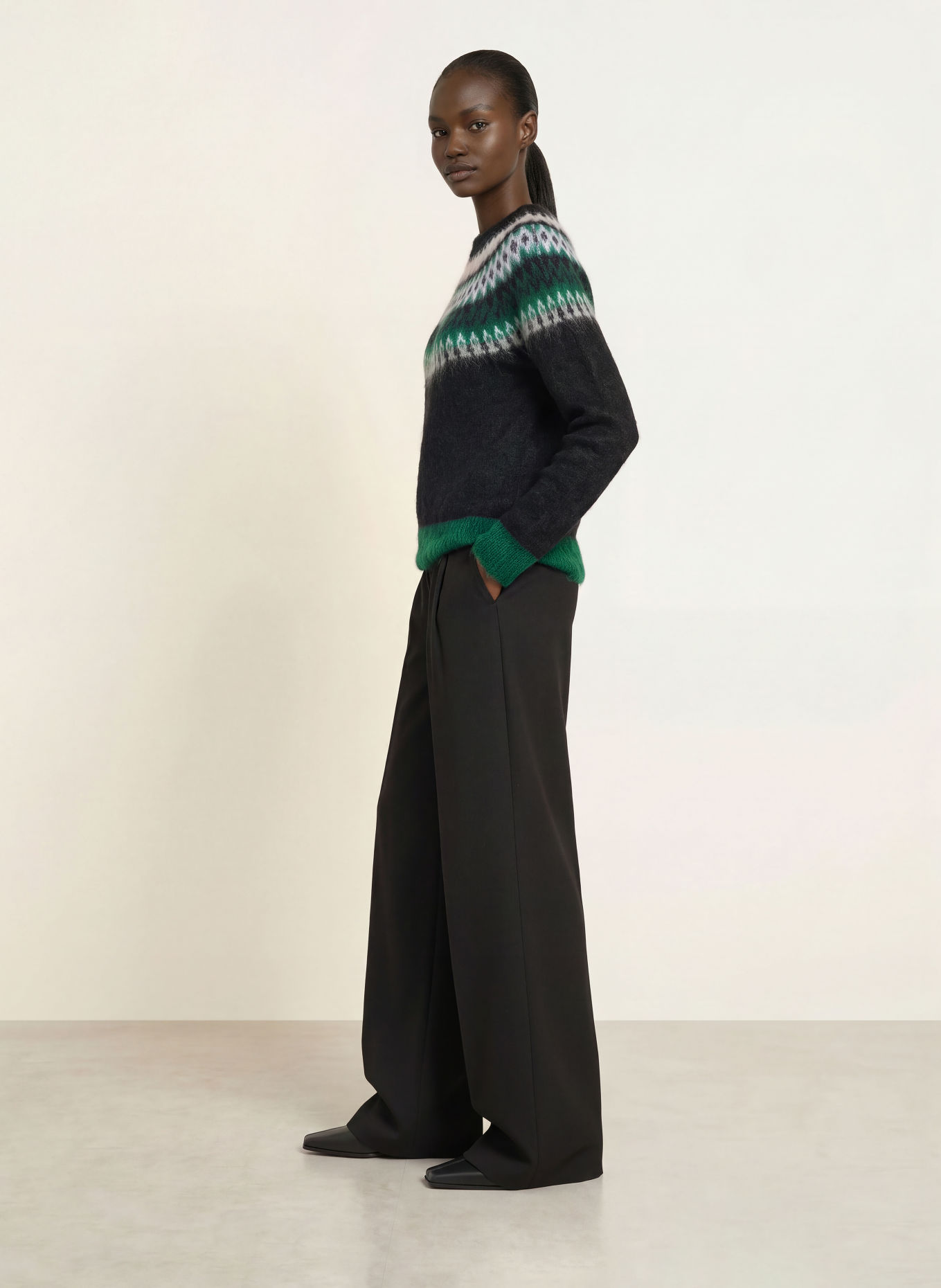 Max Mara STUDIO GLASSA-trui met mohair: ZWART / DONKERGROEN / WIT