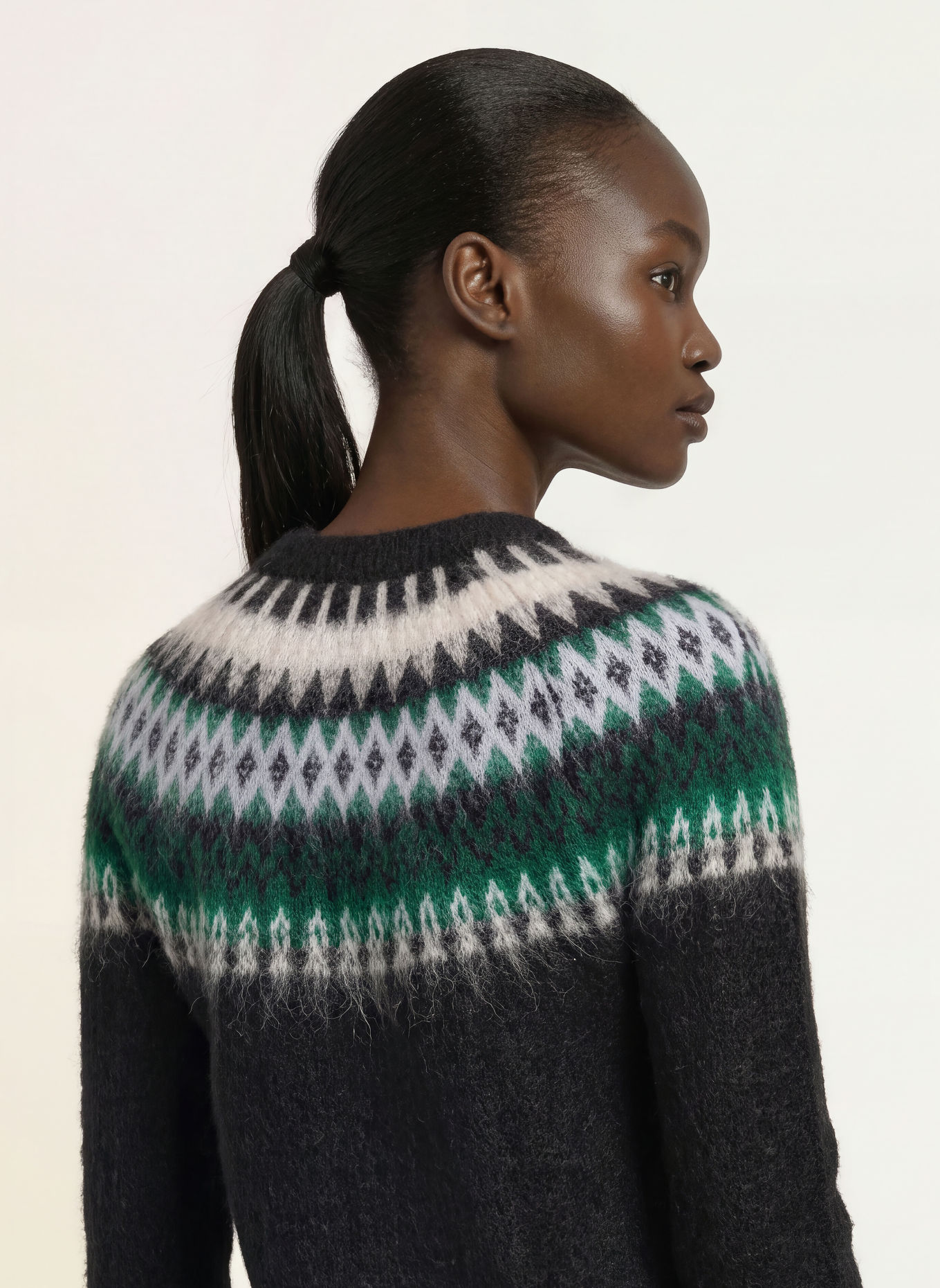 Max Mara STUDIO GLASSA-trui met mohair: ZWART / DONKERGROEN / WIT