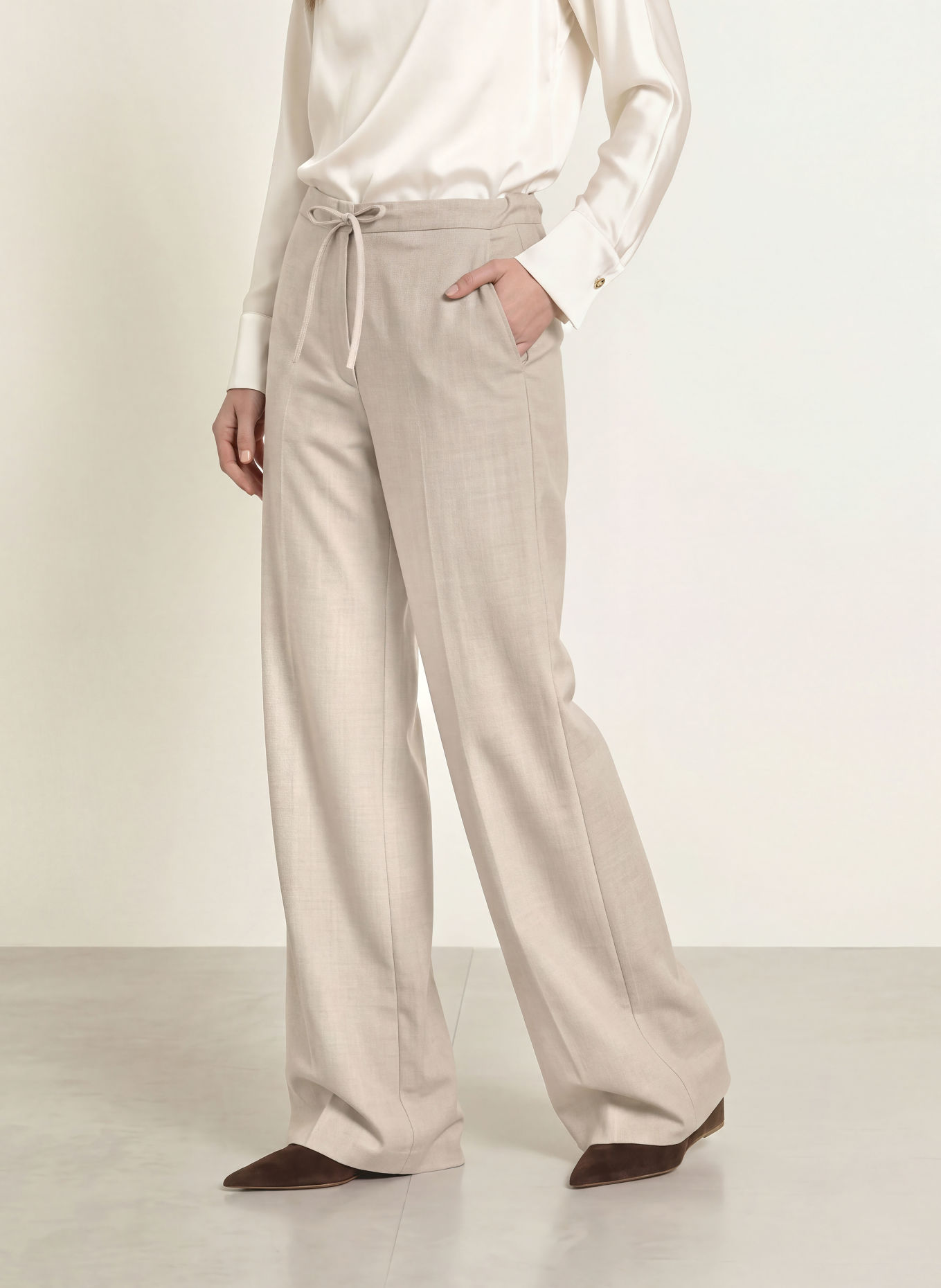 Max Mara STUDIO RECENTE Wide-leg trousers: BEIGE