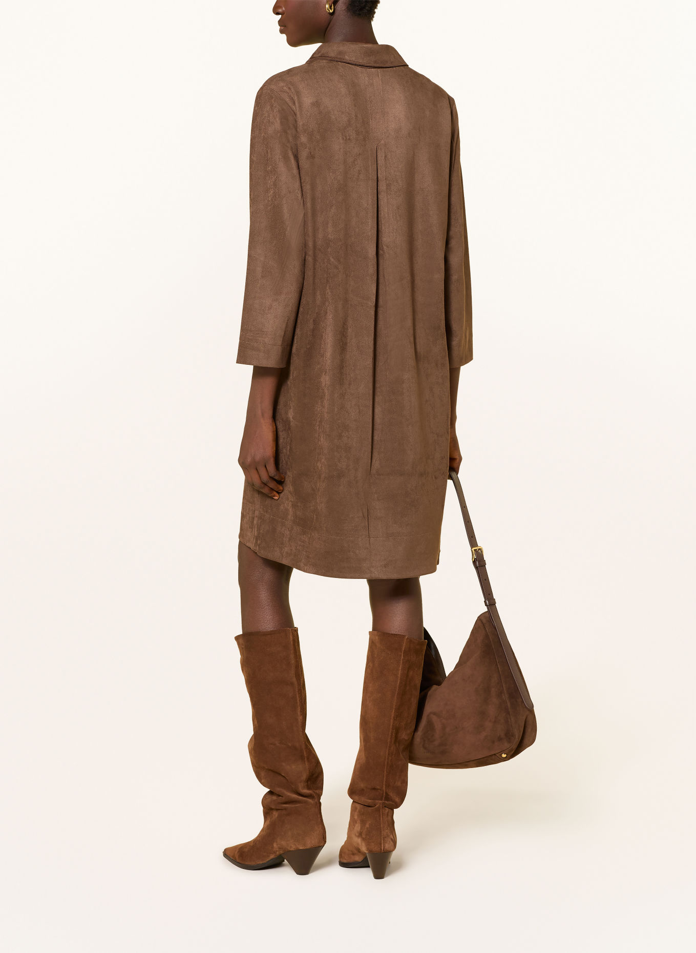 Betty Barclay Leather-look dress with 3/4 sleeves: BROWN