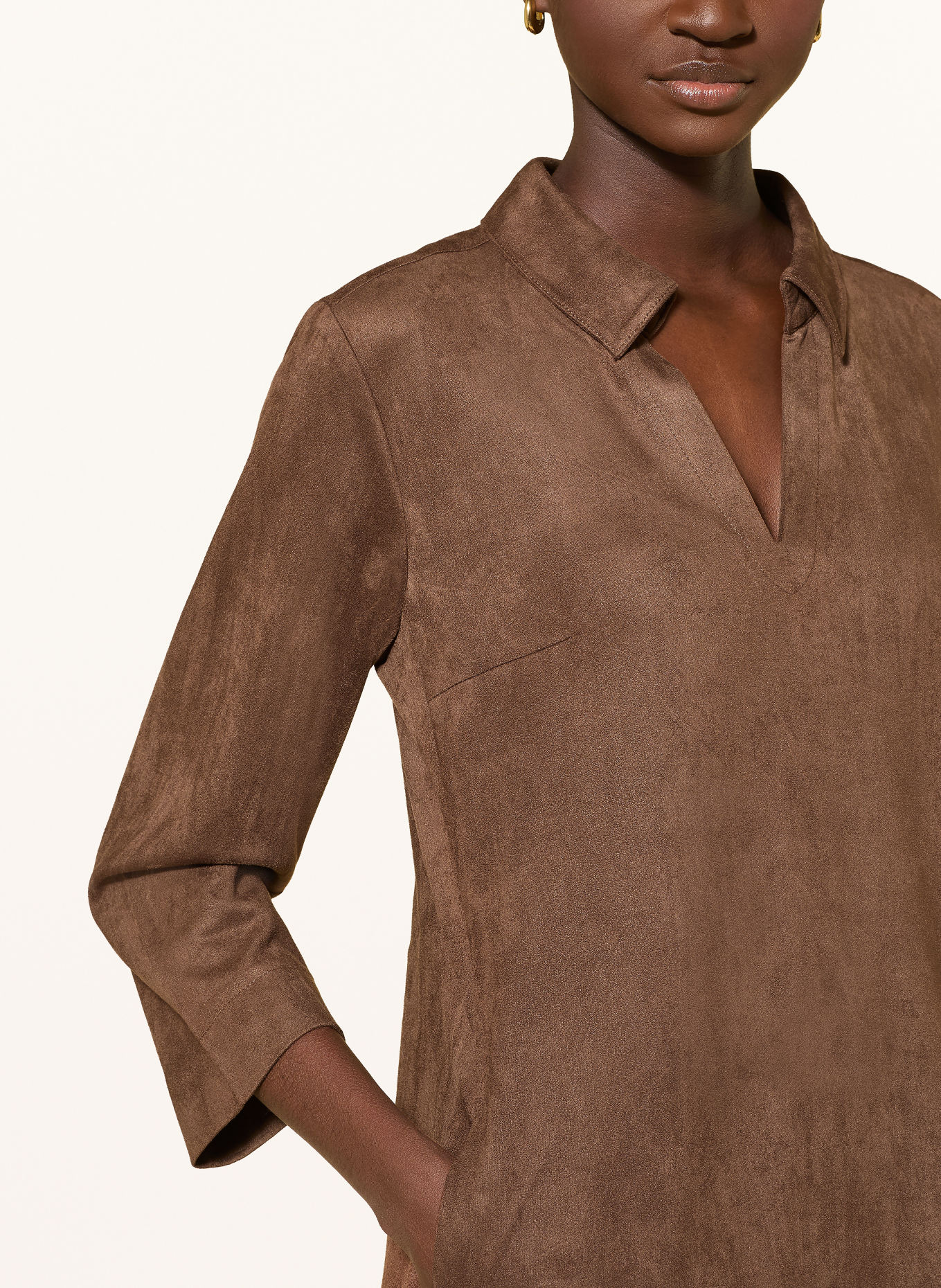 Betty Barclay Leather-look dress with 3/4 sleeves: BROWN