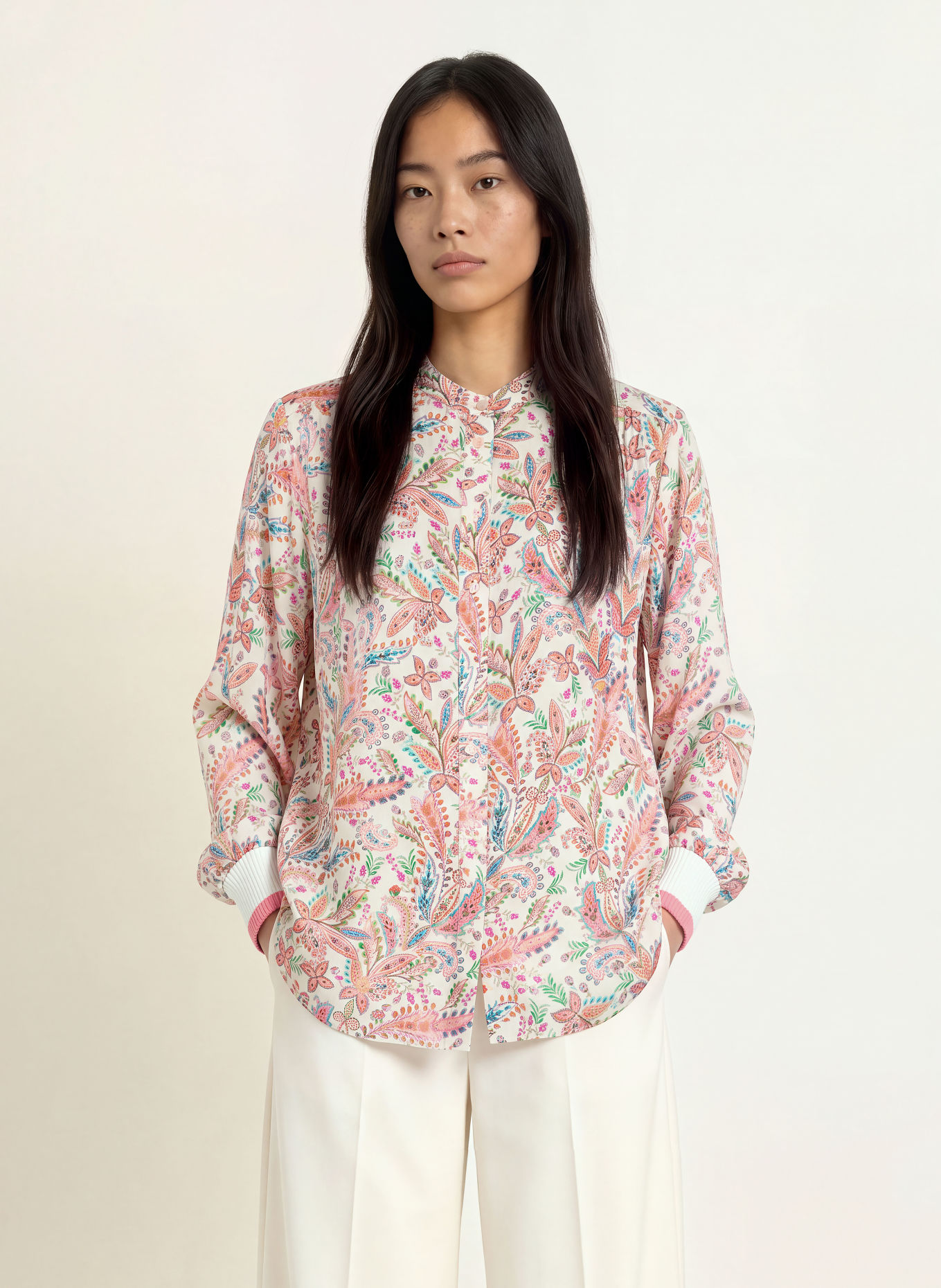 Emily VAN DEN BERGH Blouse: CREAM / PINK / GREEN