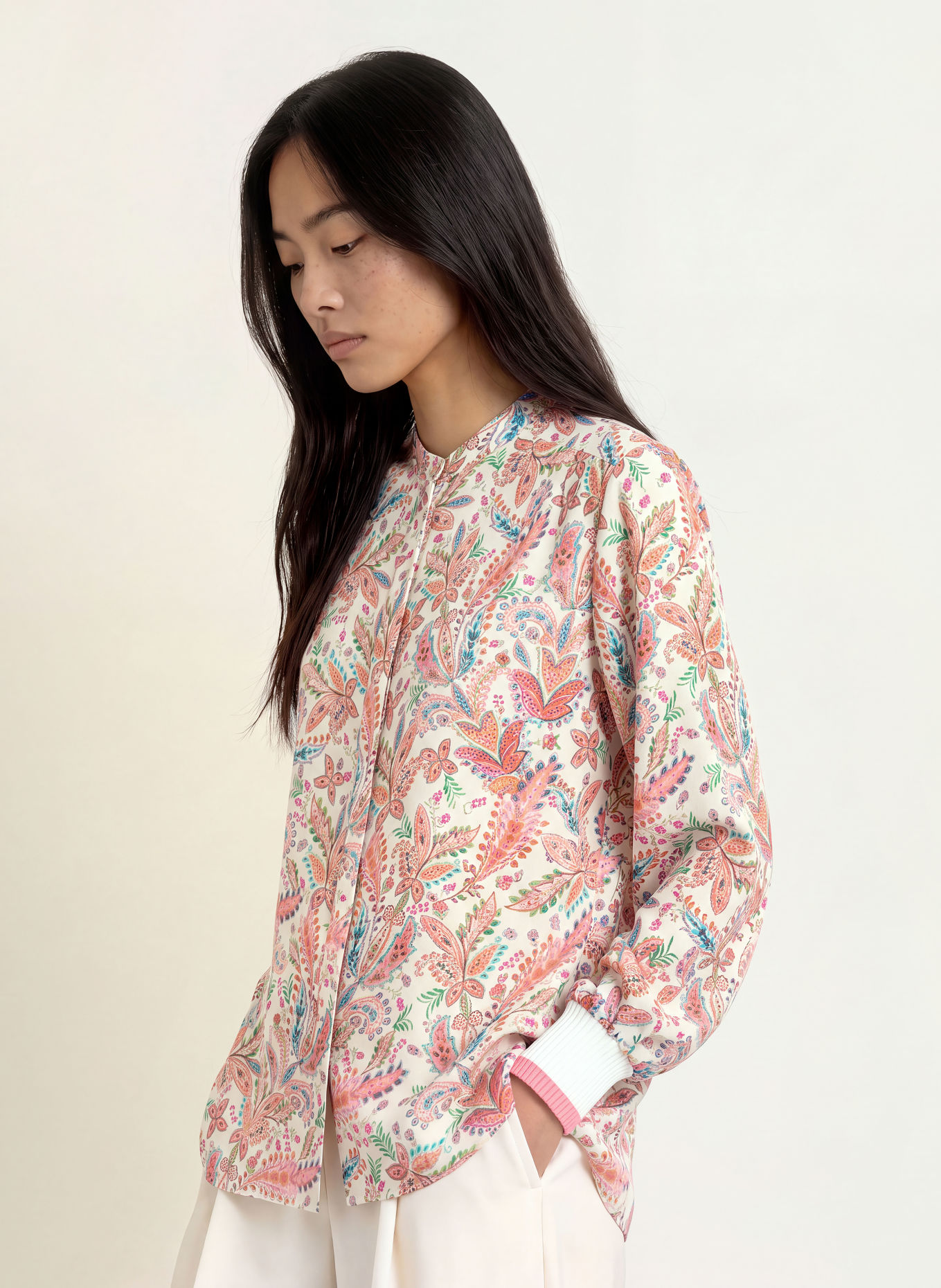 Emily VAN DEN BERGH Blouse: CREAM / PINK / GREEN