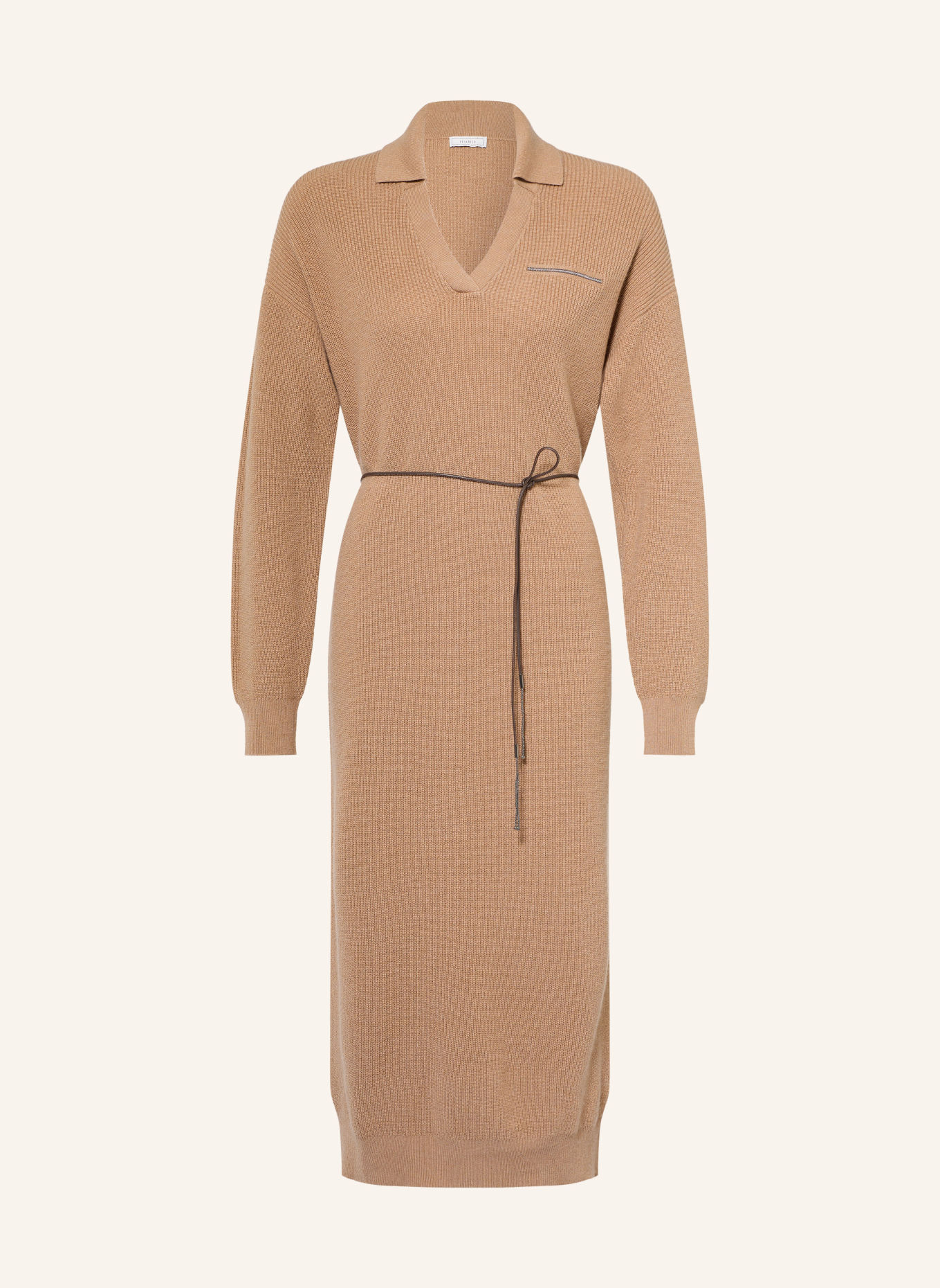 PESERICO Strickkleid mit Seide: CAMEL