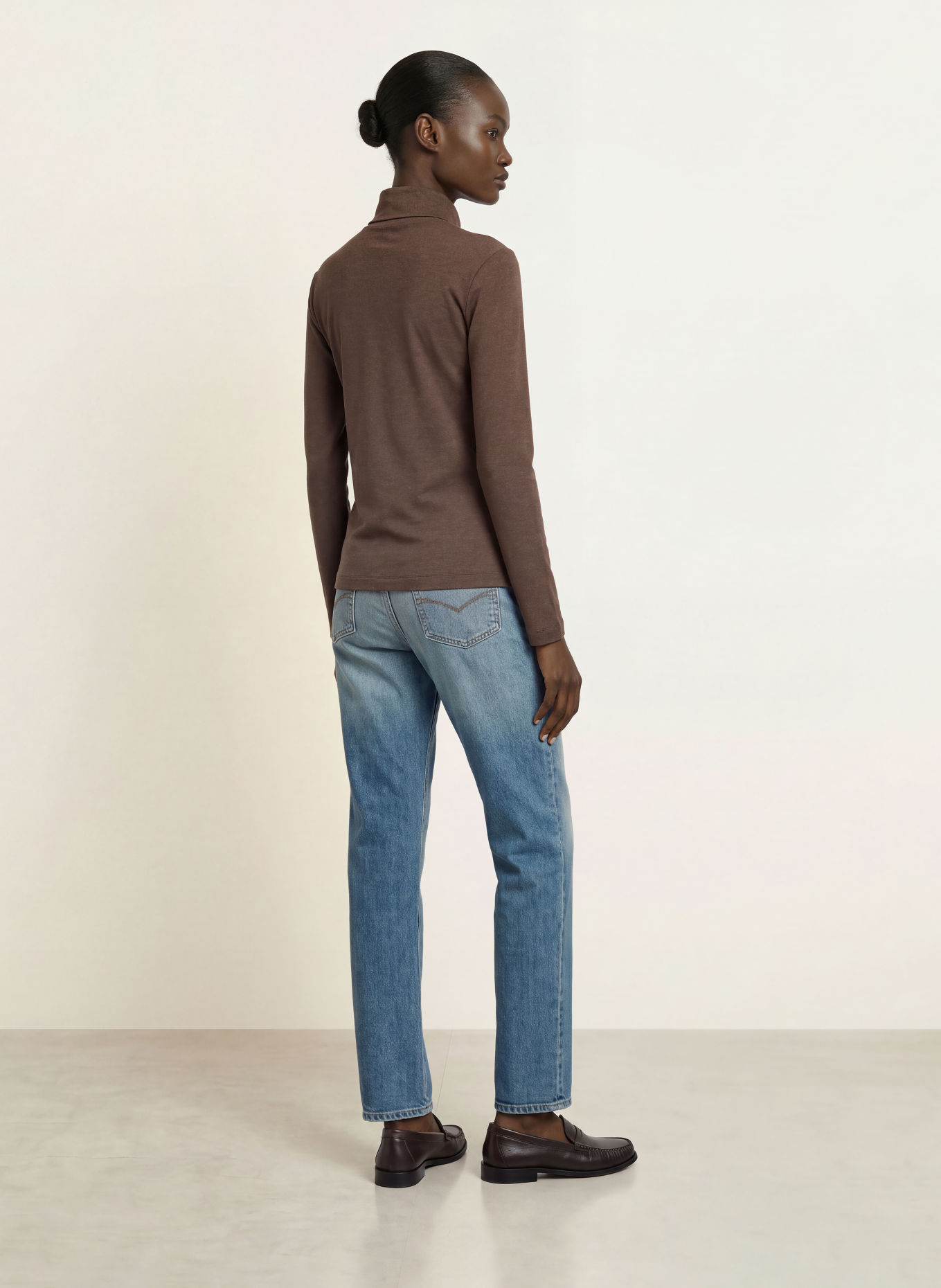 PESERICO Turtleneck top with rhinestones: BROWN