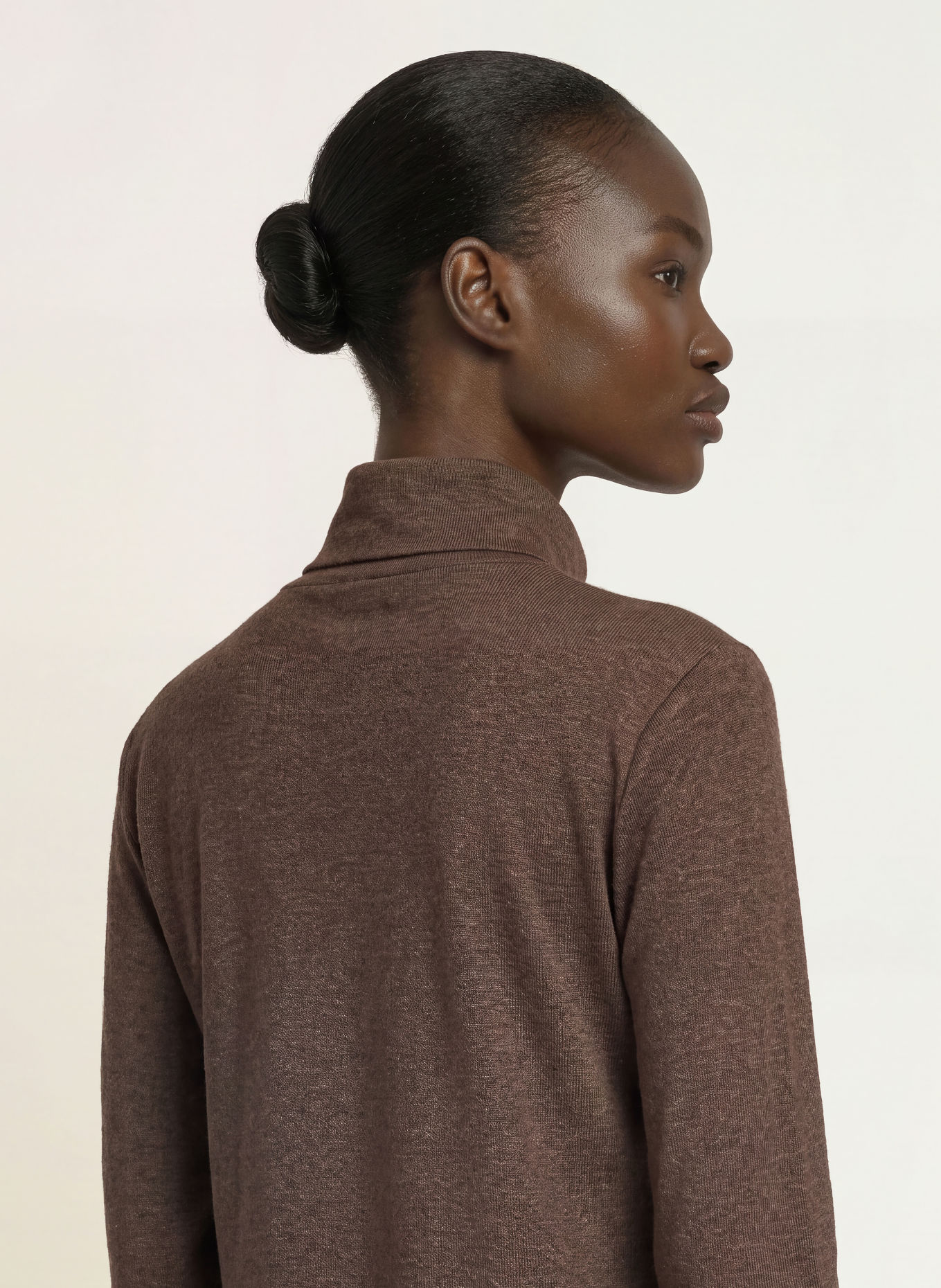 PESERICO Turtleneck top with rhinestones: BROWN
