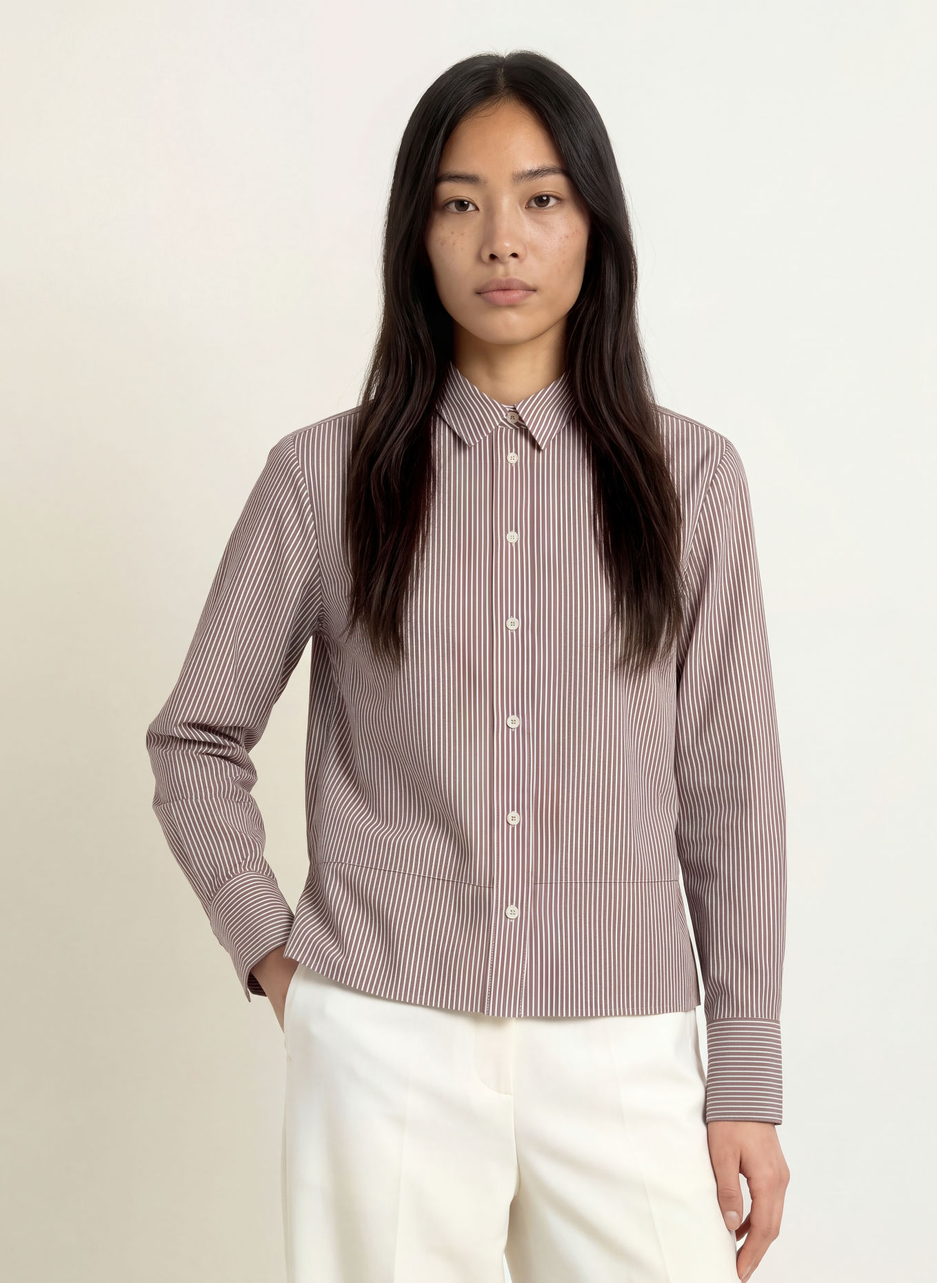 Emily VAN DEN BERGH Hemdbluse: BRAUN / WEISS