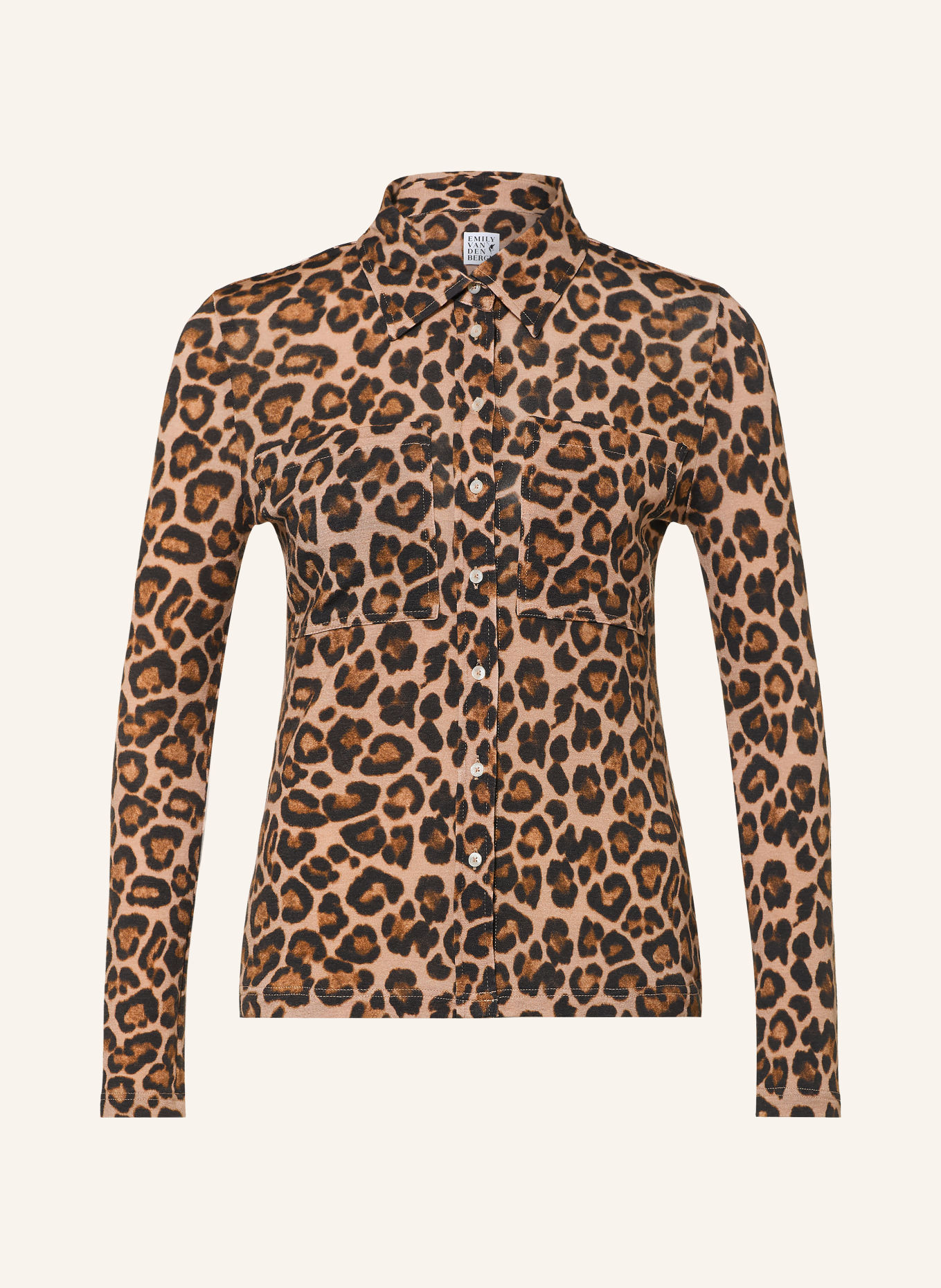 Emily VAN DEN BERGH Overhemdblouse van jersey: LICHTBRUIN / BRUIN / ZWART