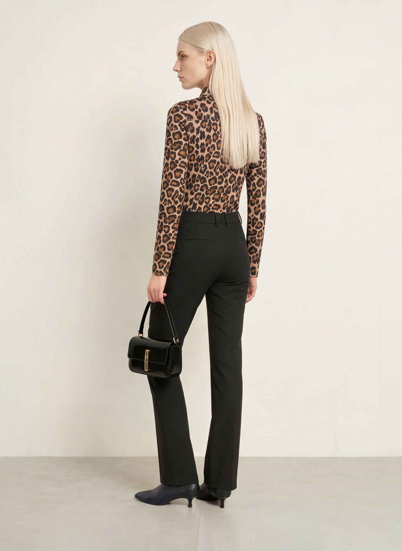 Emily VAN DEN BERGH Overhemdblouse van jersey: LICHTBRUIN / BRUIN / ZWART
