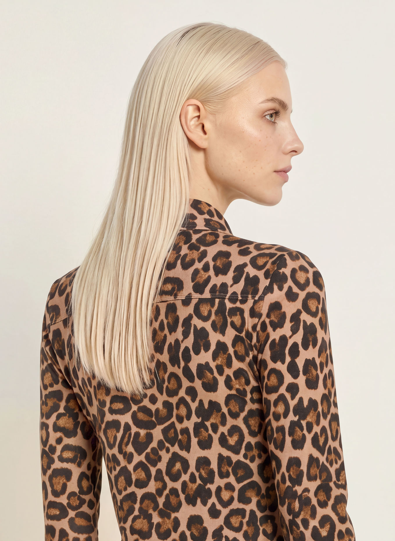 Emily VAN DEN BERGH Overhemdblouse van jersey: LICHTBRUIN / BRUIN / ZWART