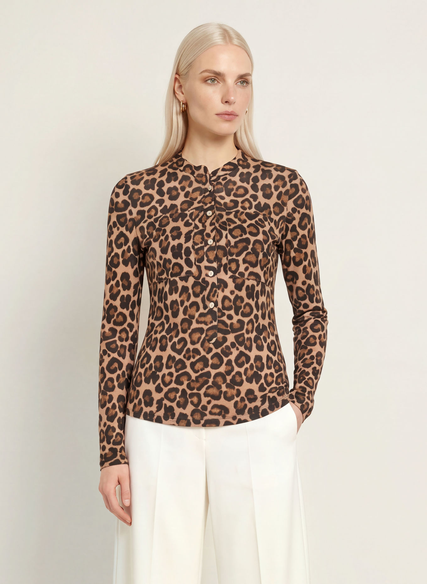 Emily VAN DEN BERGH Shirt blouse: BEIGE / CAMEL / DARK BROWN