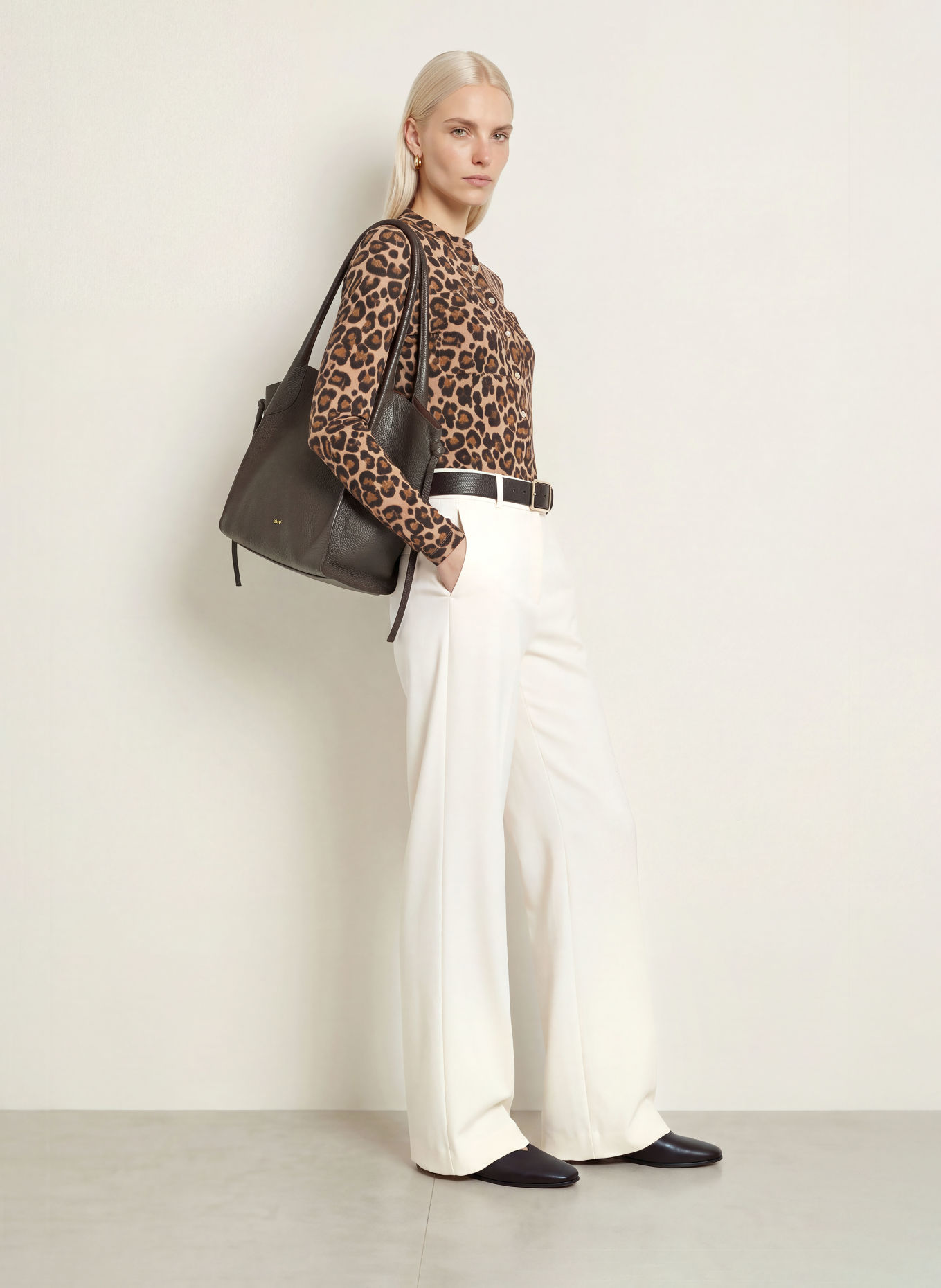 Emily VAN DEN BERGH Shirt blouse: BEIGE / CAMEL / DARK BROWN