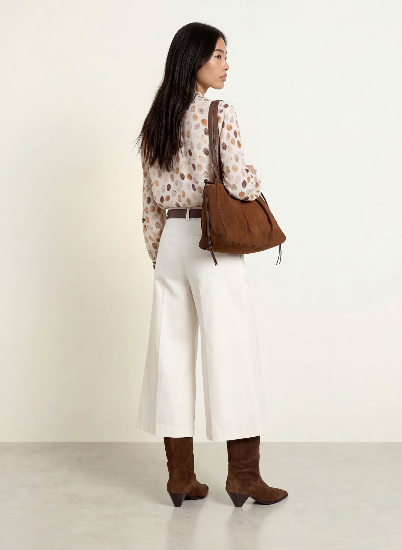 Emily VAN DEN BERGH Bluse: ECRU / DUNKELBRAUN / BEIGE