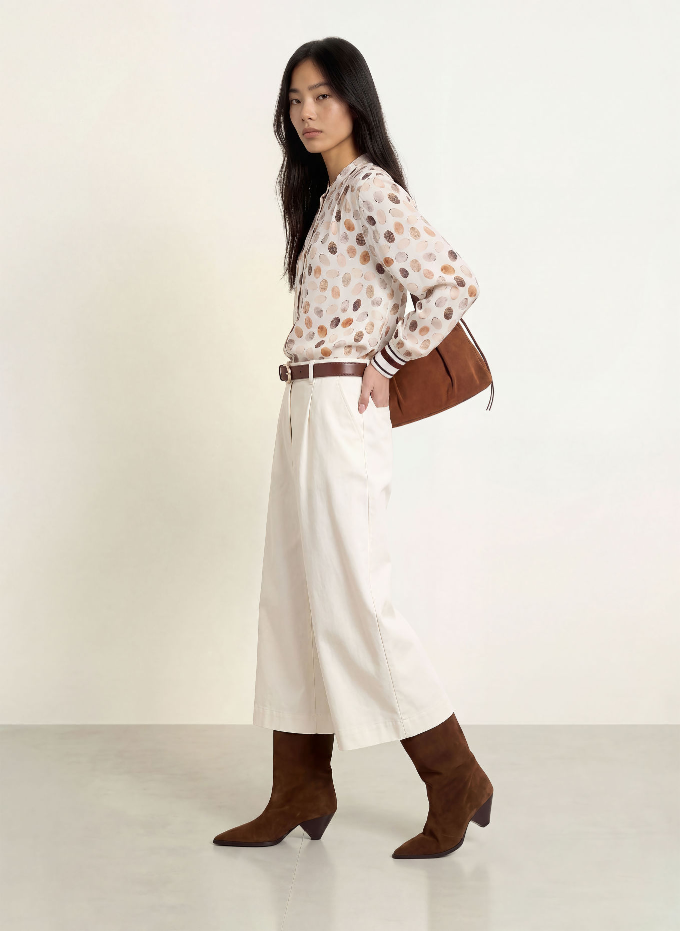 Emily VAN DEN BERGH Bluse: ECRU / DUNKELBRAUN / BEIGE