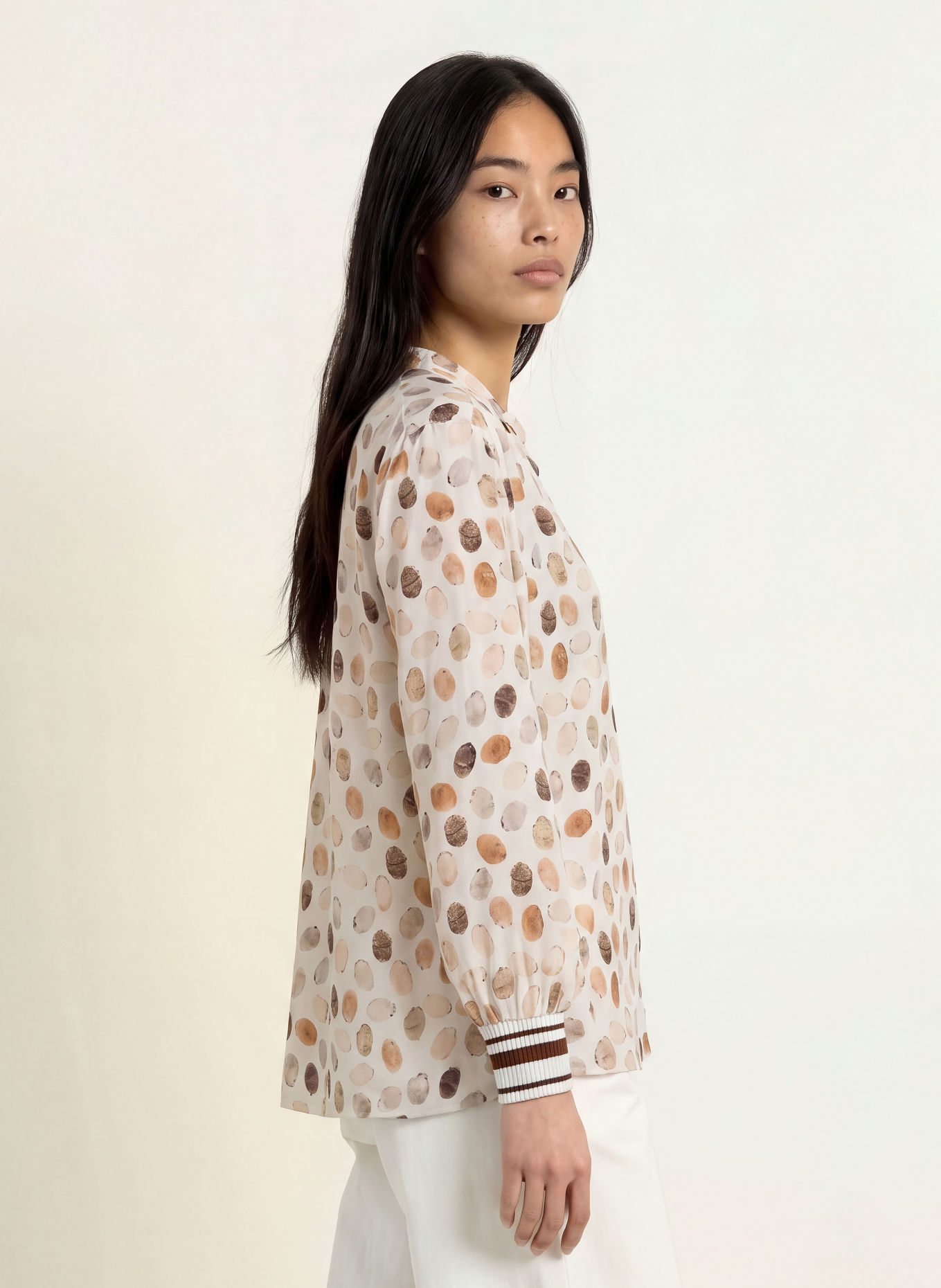 Emily VAN DEN BERGH Bluse: ECRU / DUNKELBRAUN / BEIGE