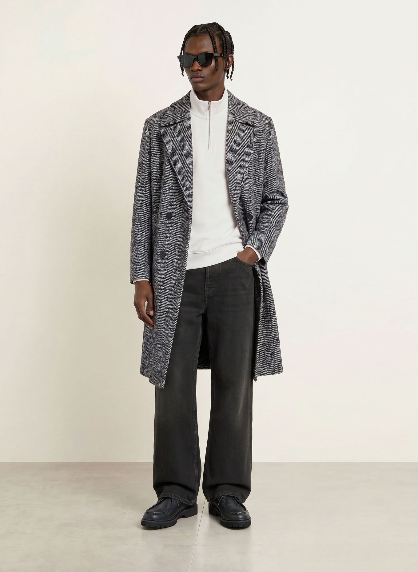 HUGO DALIZIP Half-zip sweatshirt: WHITE