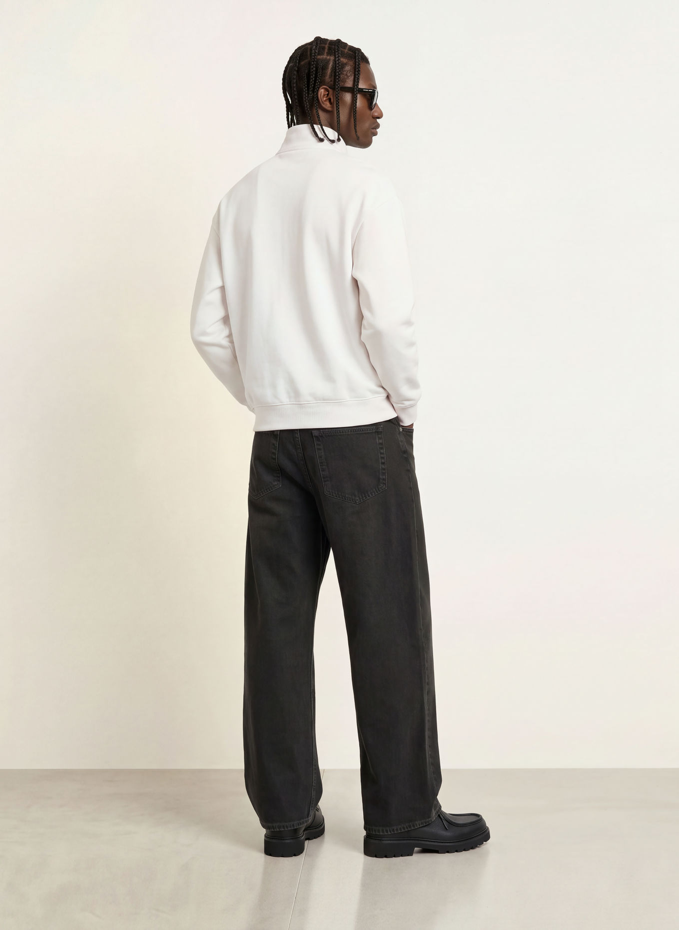 HUGO DALIZIP Half-zip sweatshirt: WHITE