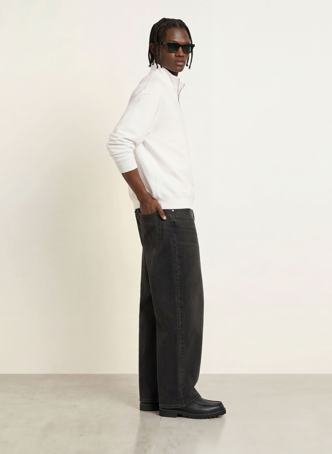 HUGO DALIZIP Half-zip sweatshirt: WHITE