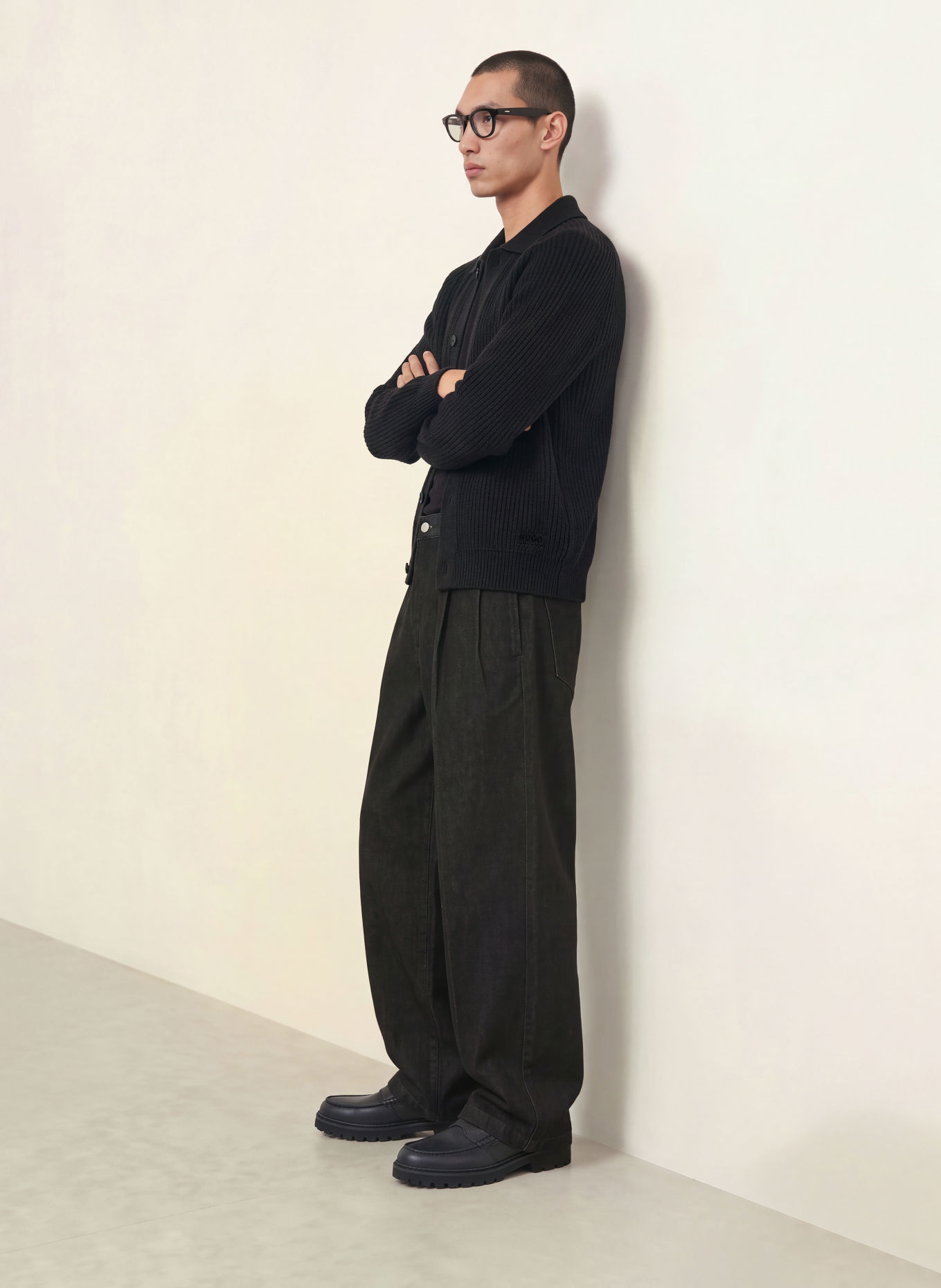 HUGO SARDEEP Cardigan: BLACK