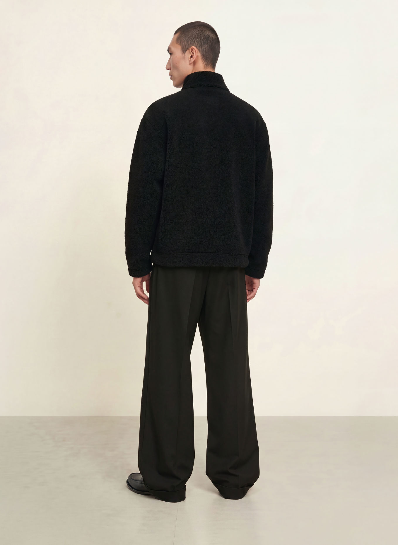 HUGO DERYLONG Anorak Jacket Made of Teddy Fur: BLACK