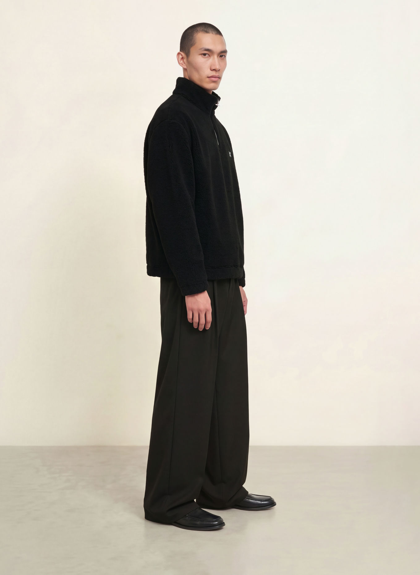 HUGO DERYLONG Anorak Jacket Made of Teddy Fur: BLACK