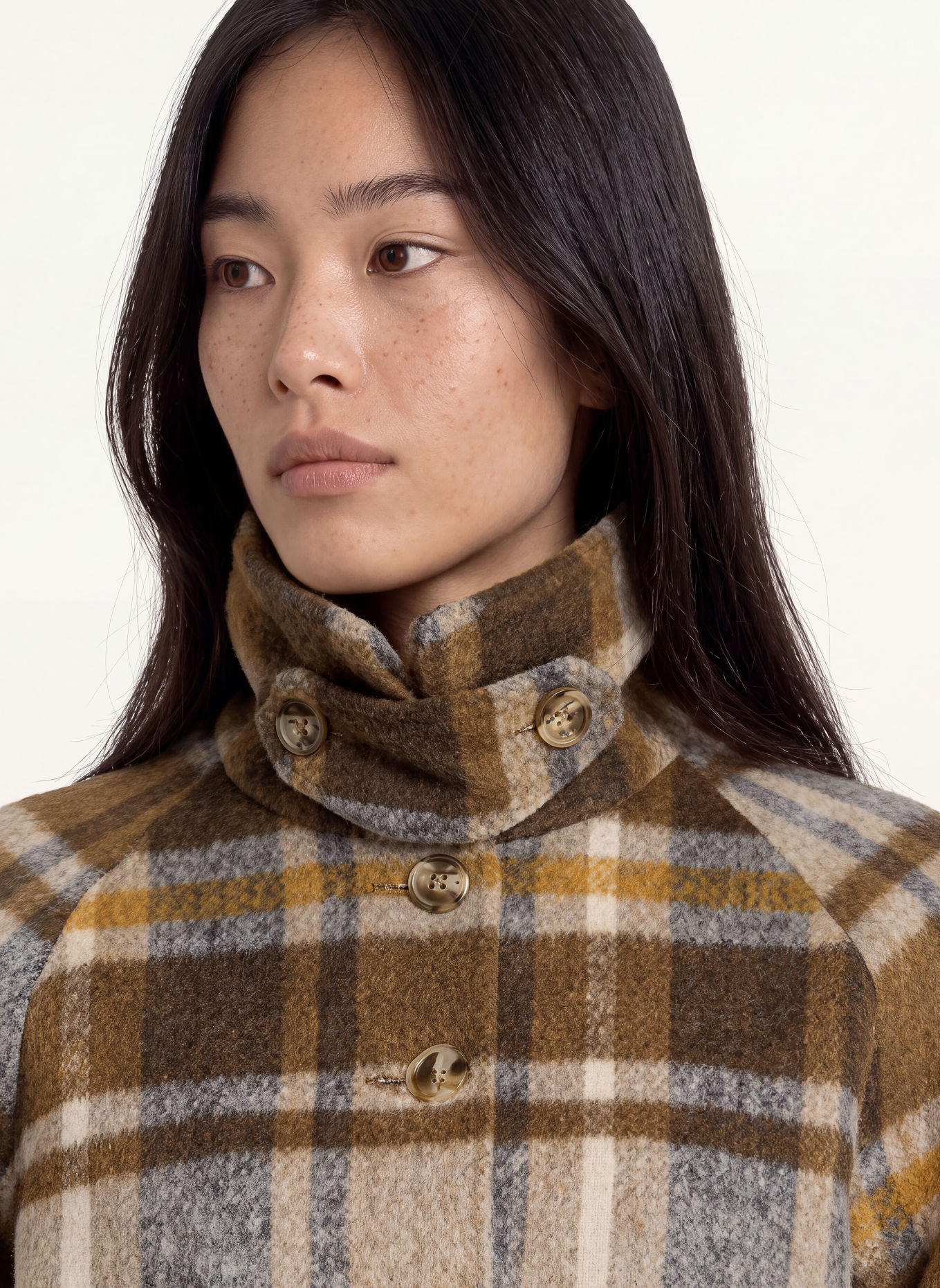 NEO NOIR QUINN Boxy Jacket: BROWN / BEIGE / GRAY