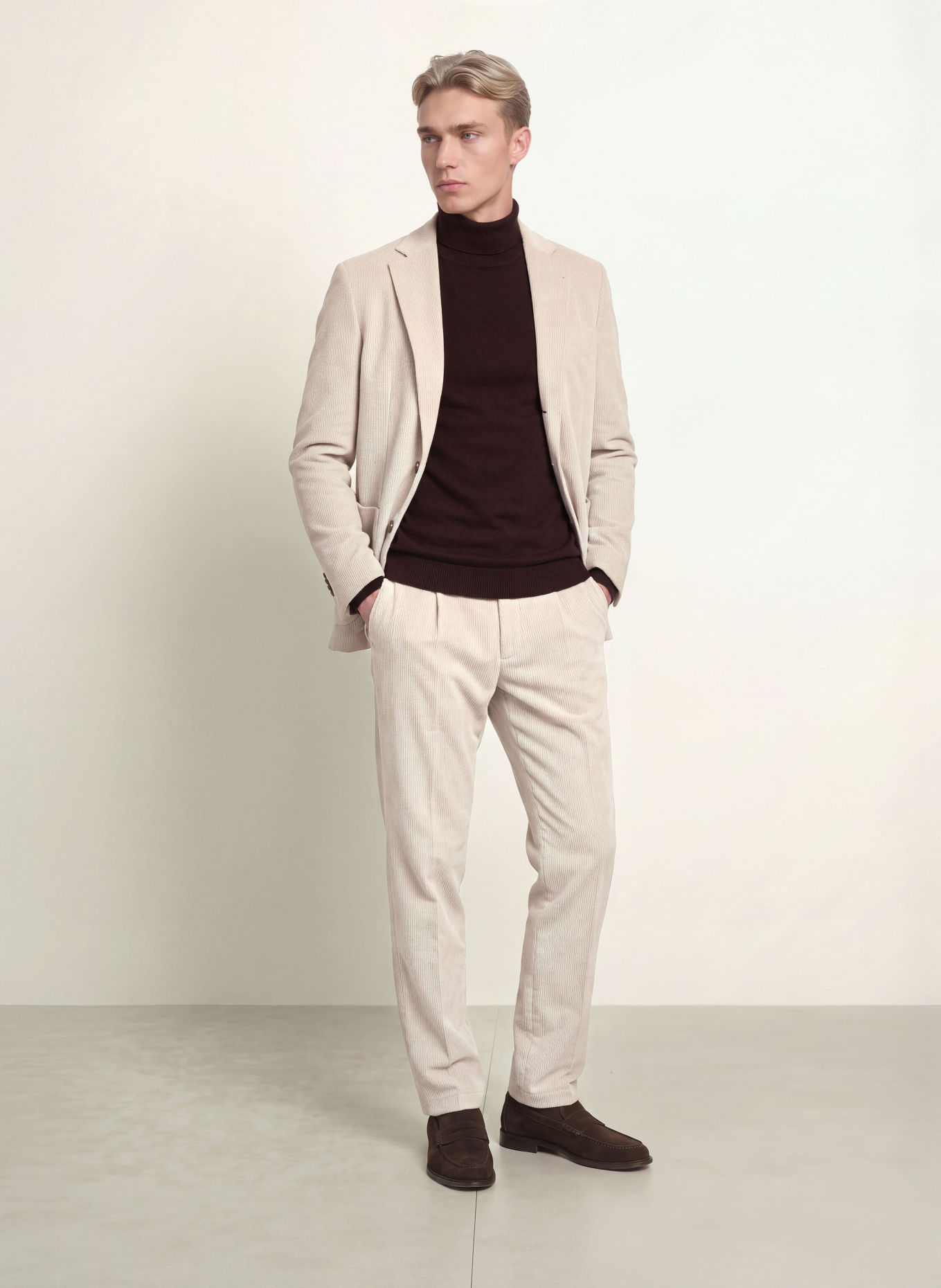 CINQUE Anzughose CISALTO Tapered Fit aus Cord: 22 hellbraun