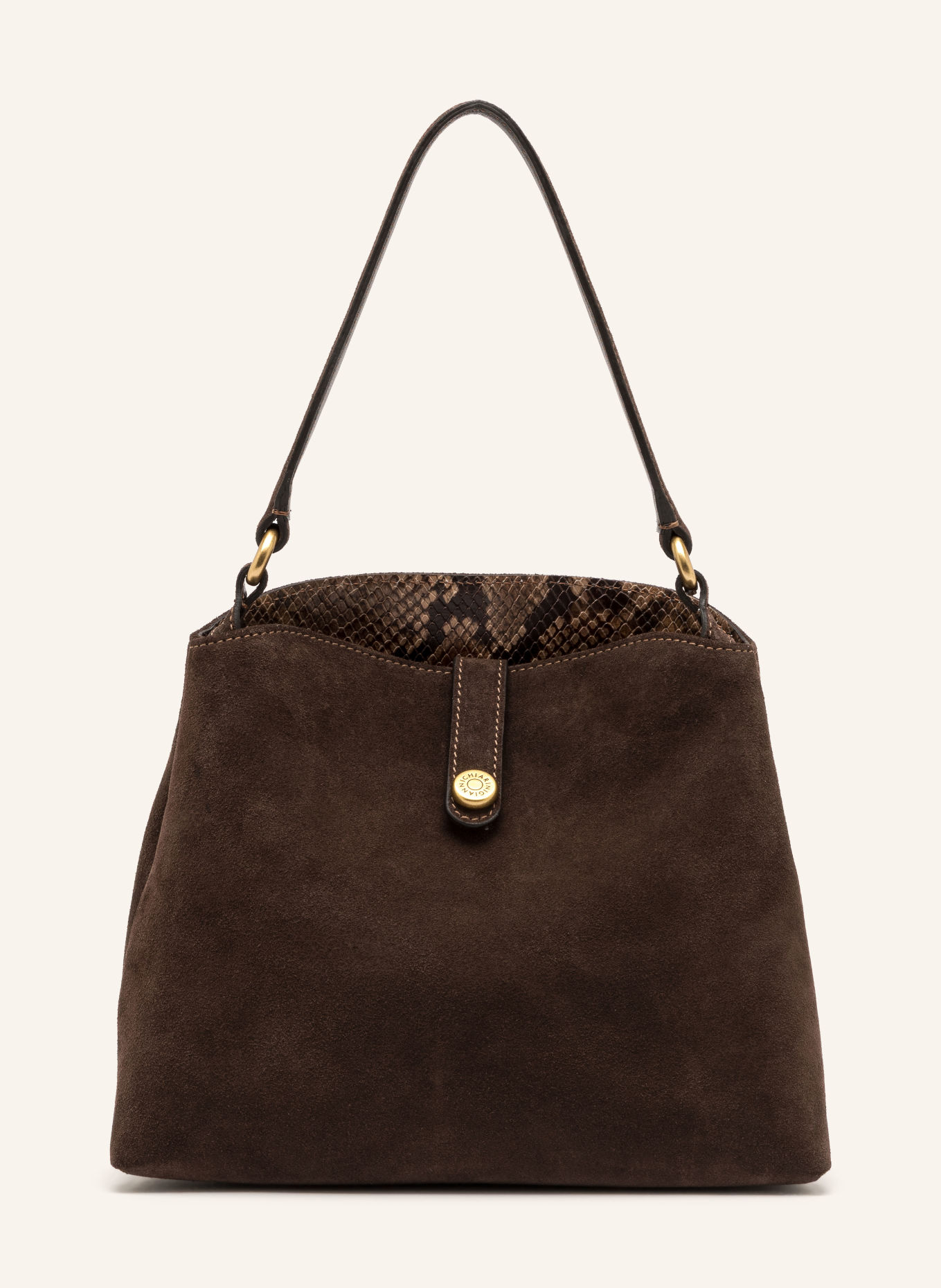 GIANNI CHIARINI Sac seau FIONA SMALL: MARRON FONCÉ / OR