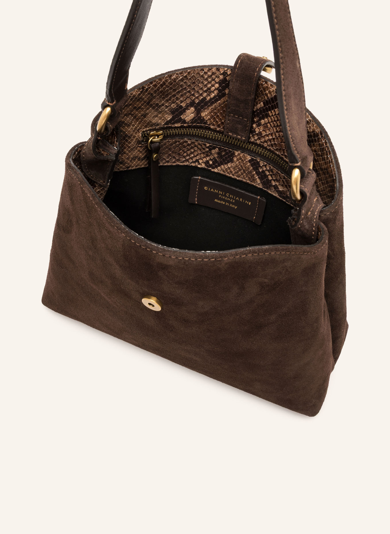 GIANNI CHIARINI Sac seau FIONA SMALL: MARRON FONCÉ / OR