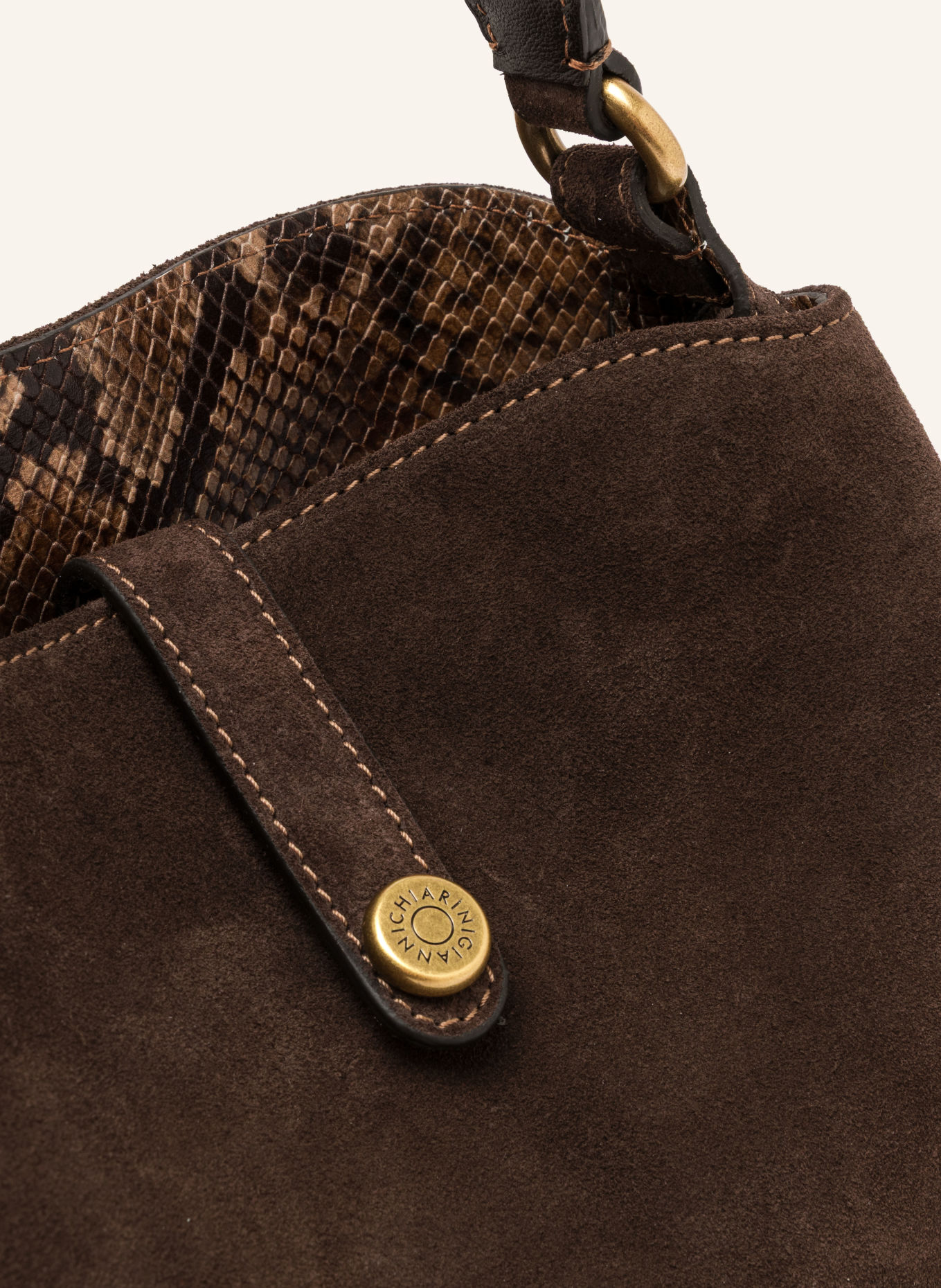GIANNI CHIARINI Sac seau FIONA SMALL: MARRON FONCÉ / OR