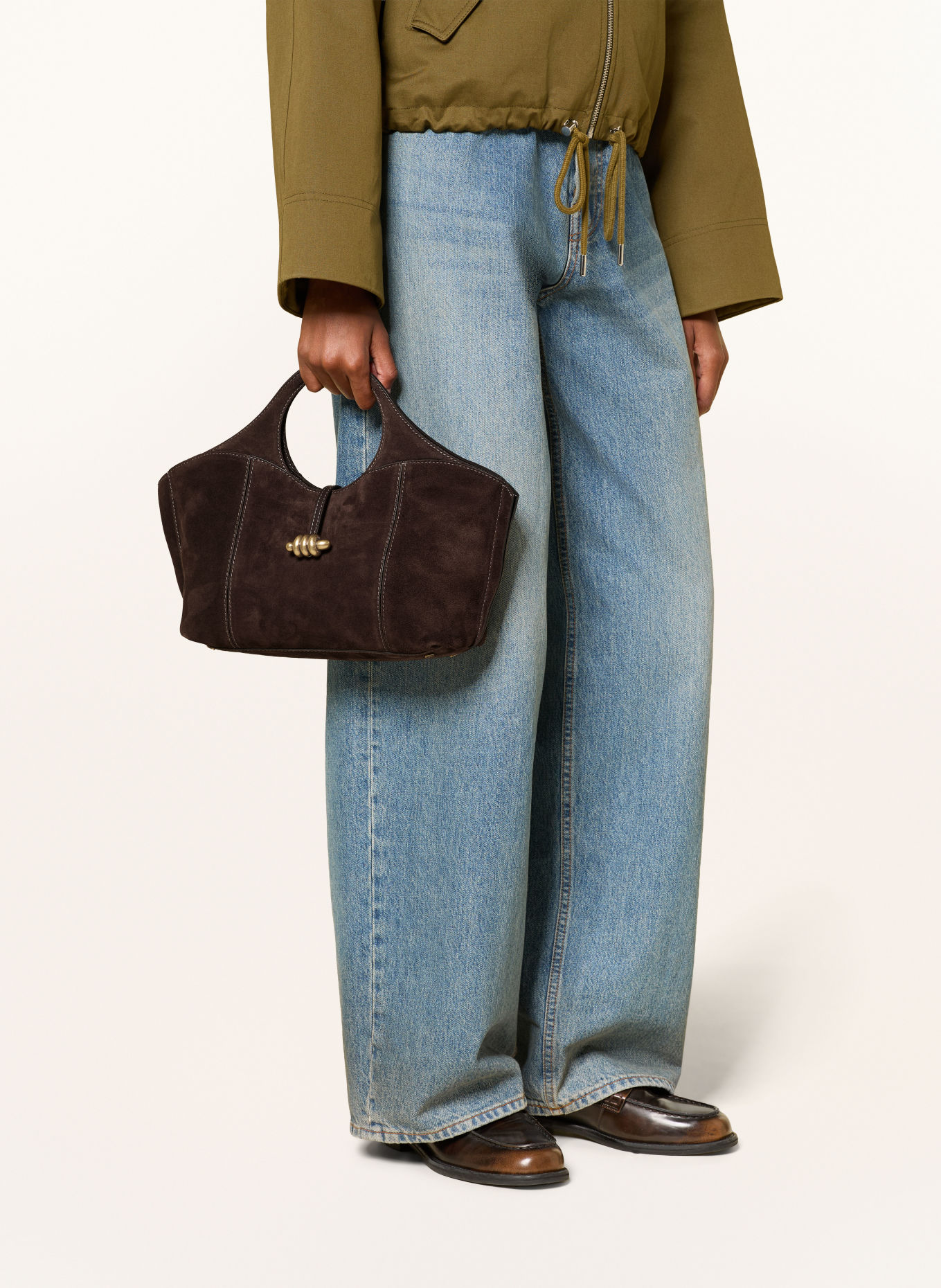 GIANNI CHIARINI INFINITY LARGE Handbag: DARK BROWN / GOLD