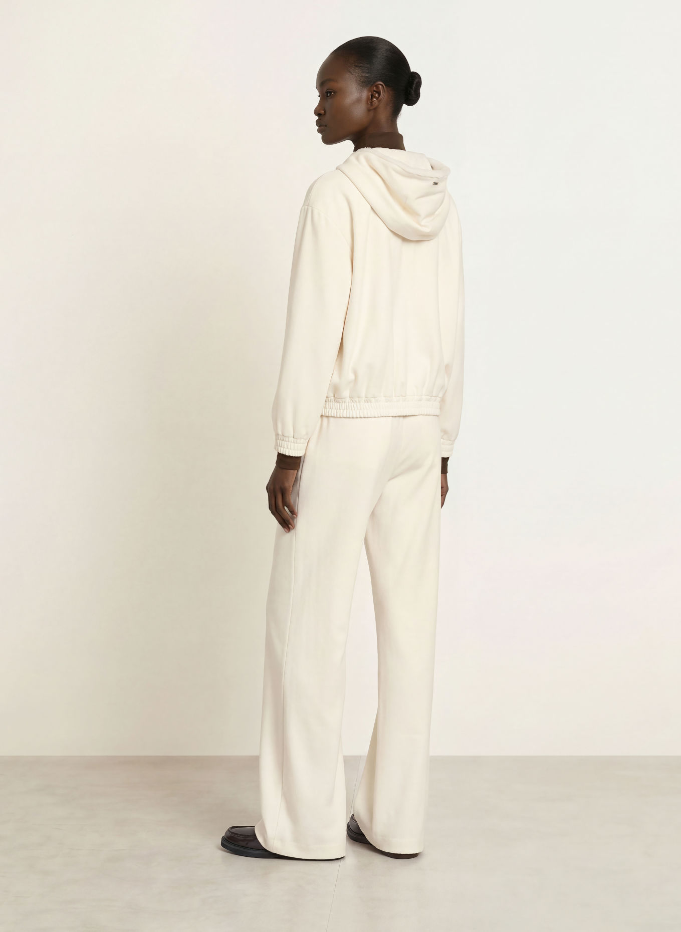 HERNO Zip-up sweatshirt: ECRU