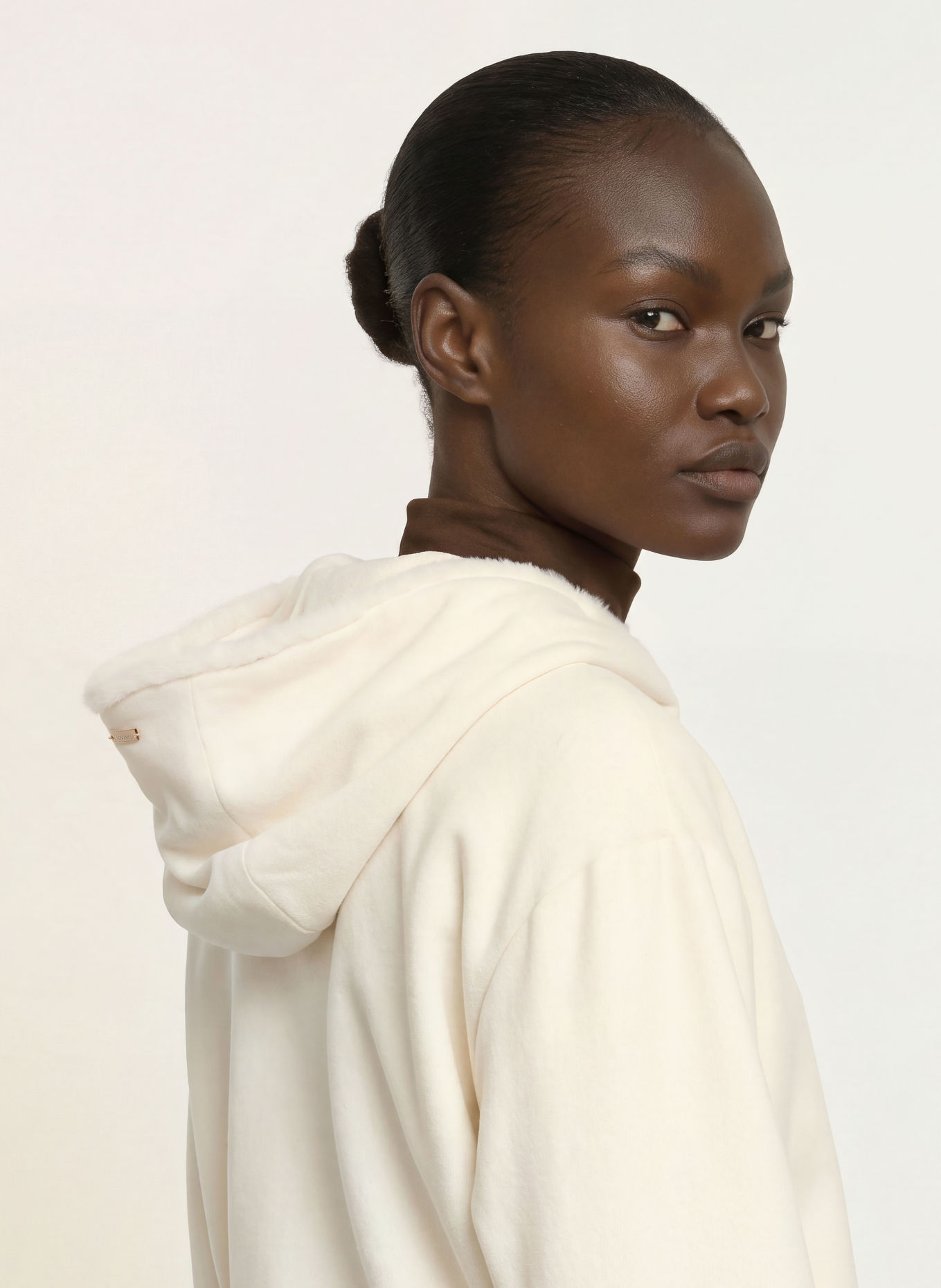 HERNO Zip-up sweatshirt: ECRU